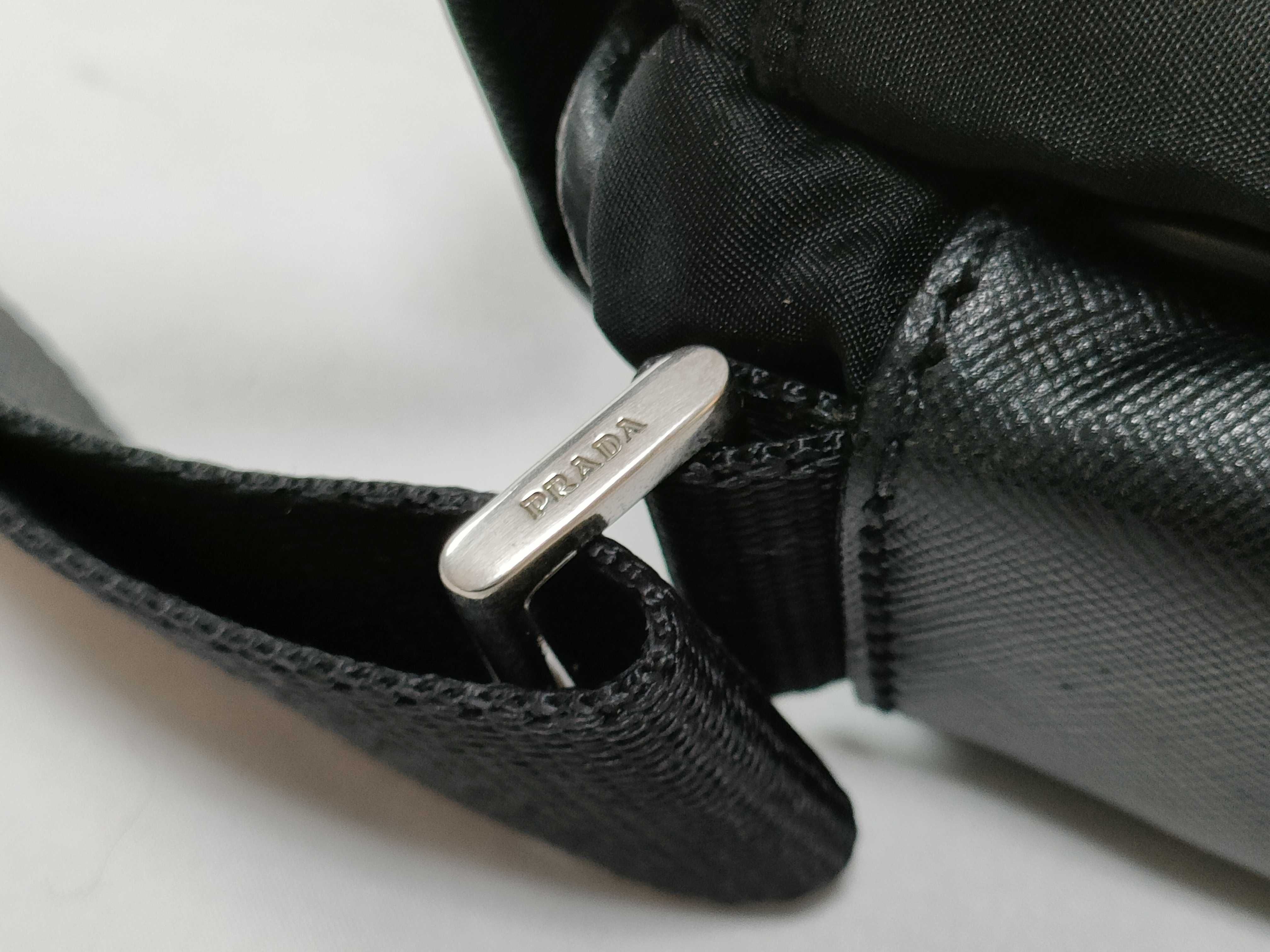 Nylon Messenger Bag, Black, Triangle Logo, Tessuto Style, Shoulder Bag — view 5
