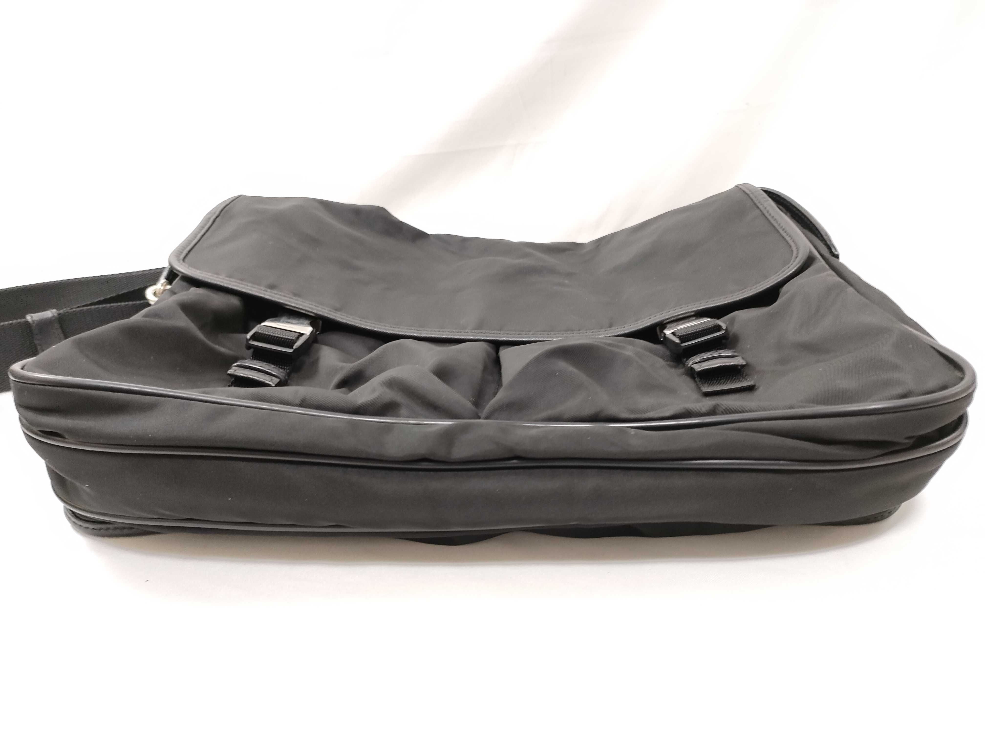 Nylon Messenger Bag, Black, Triangle Logo, Tessuto Style, Shoulder Bag — view 8