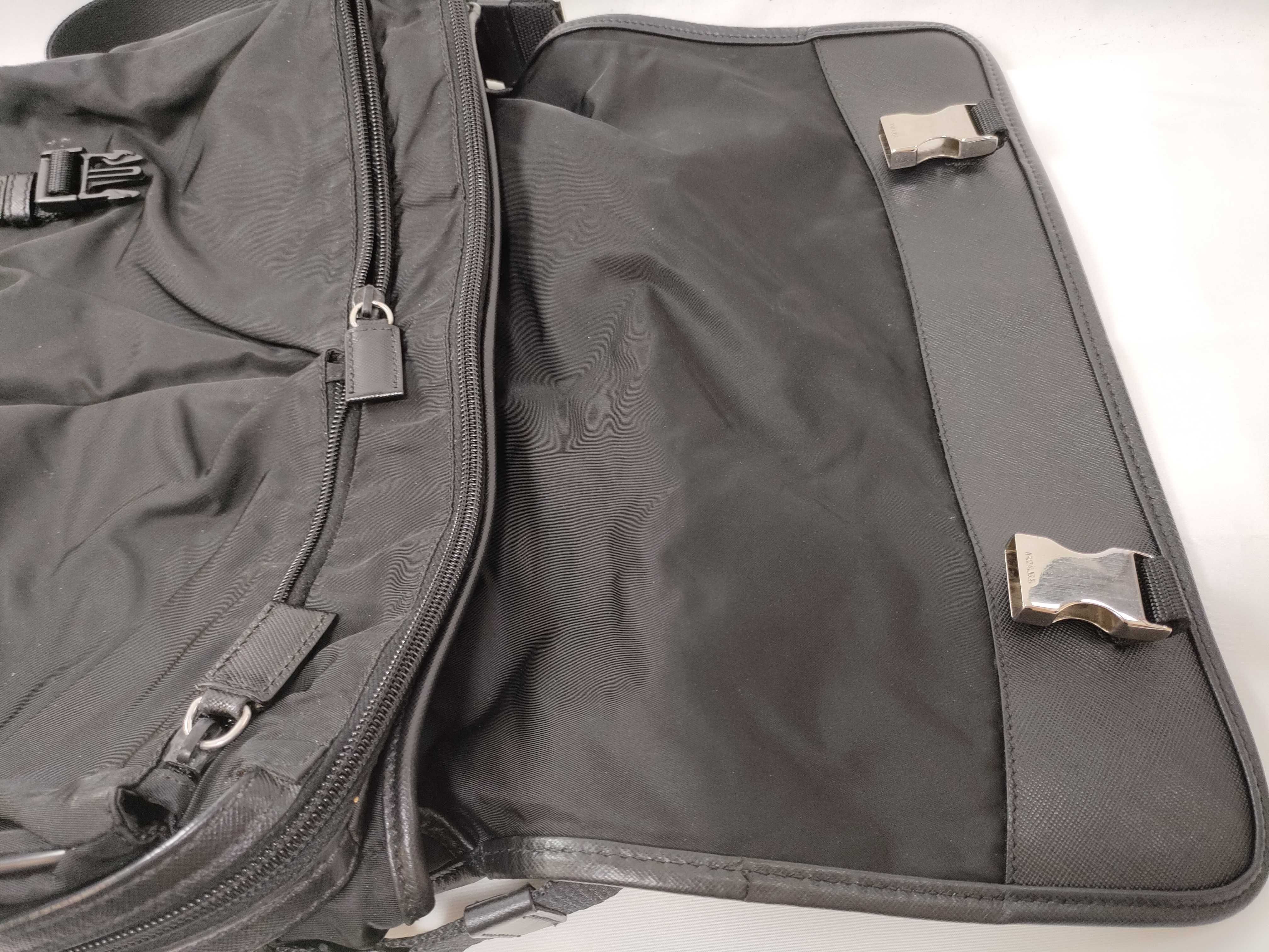 Nylon Messenger Bag, Black, Triangle Logo, Tessuto Style, Shoulder Bag — view 10