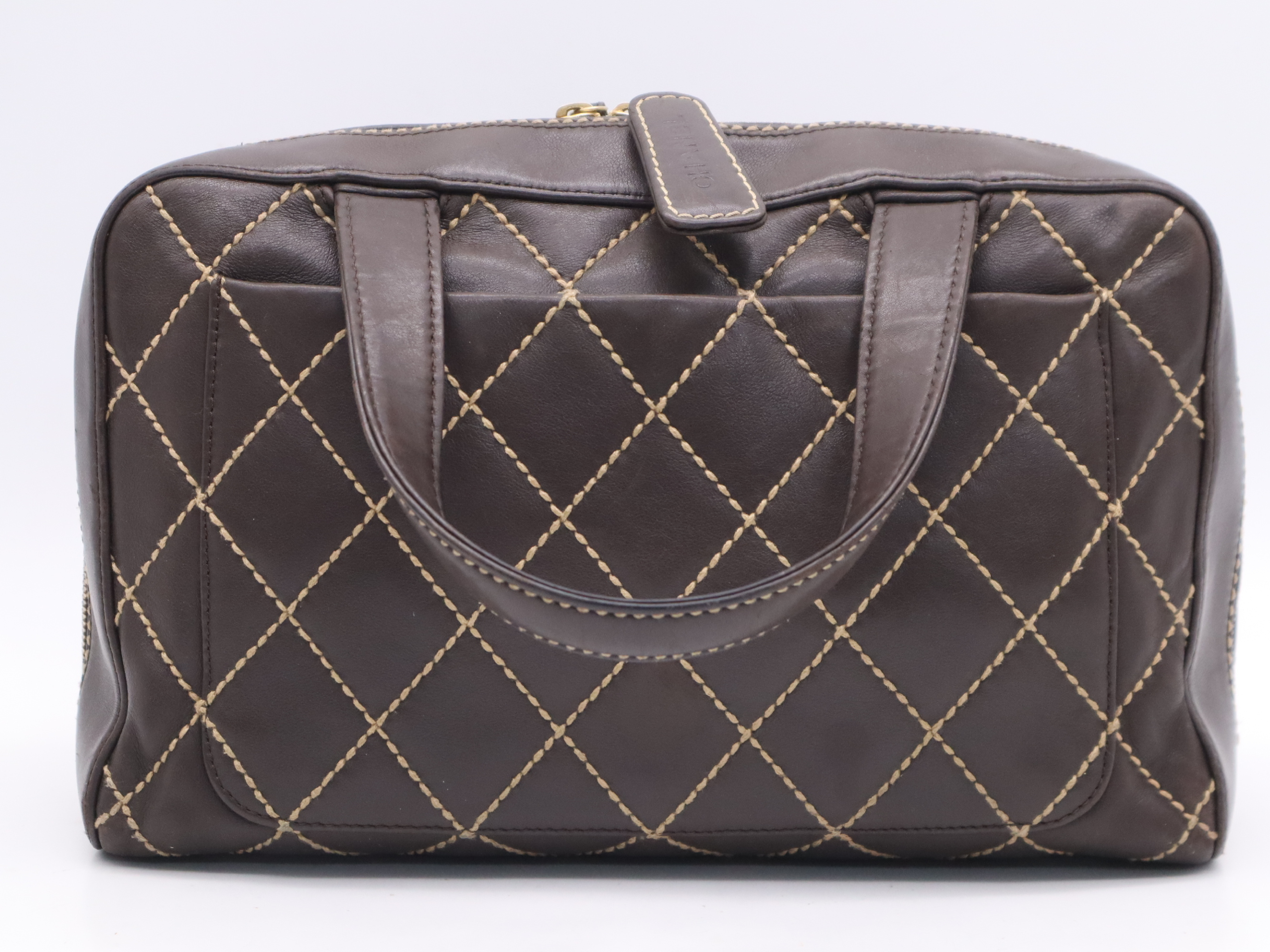 Leather Wild Stitch Boston Bag, Brown, Gold Hardware, with Seal and Pouch, 7802572 Boston Bag — view 2