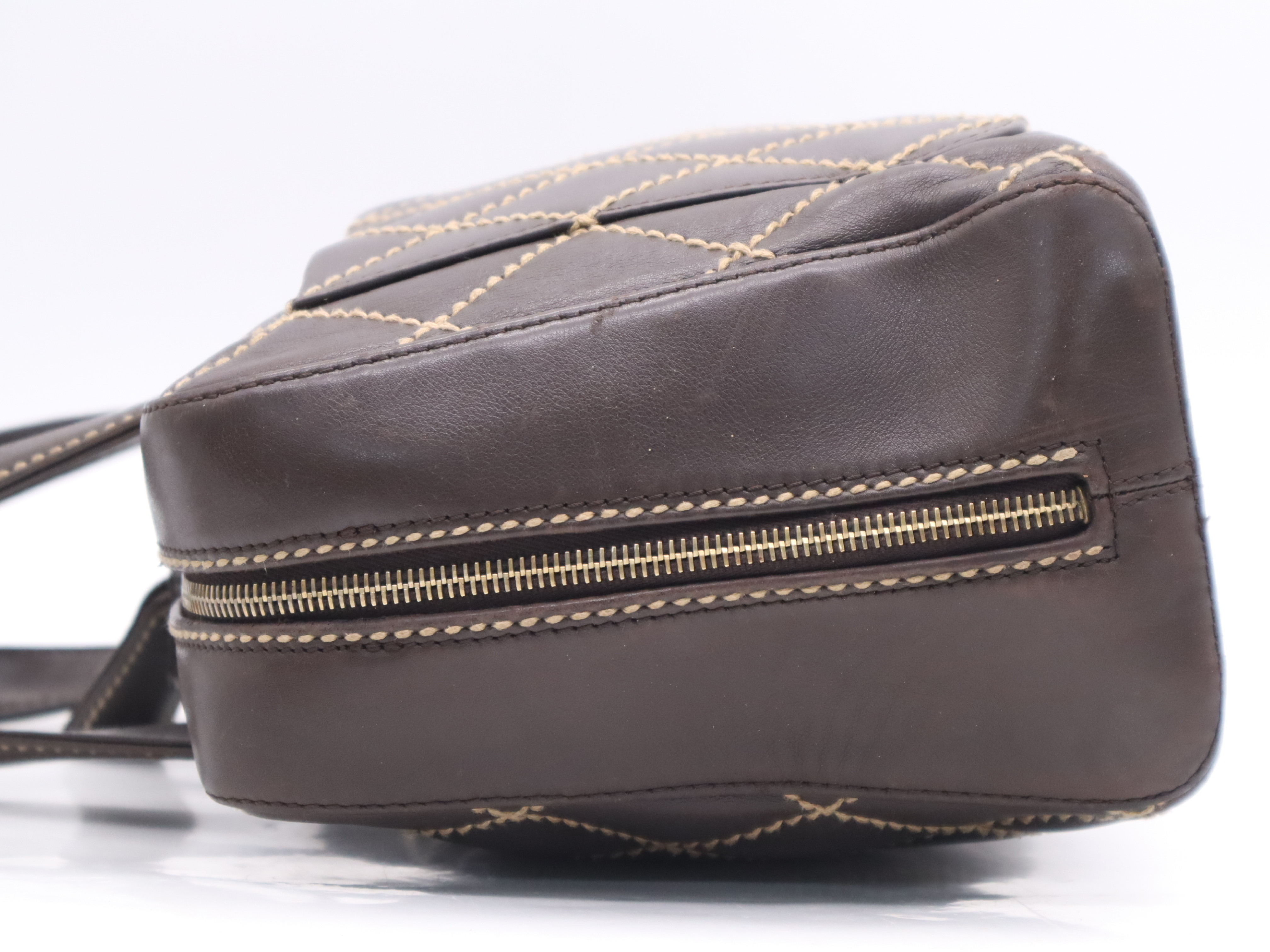 Leather Wild Stitch Boston Bag, Brown, Gold Hardware, with Seal and Pouch, 7802572 Boston Bag — view 3