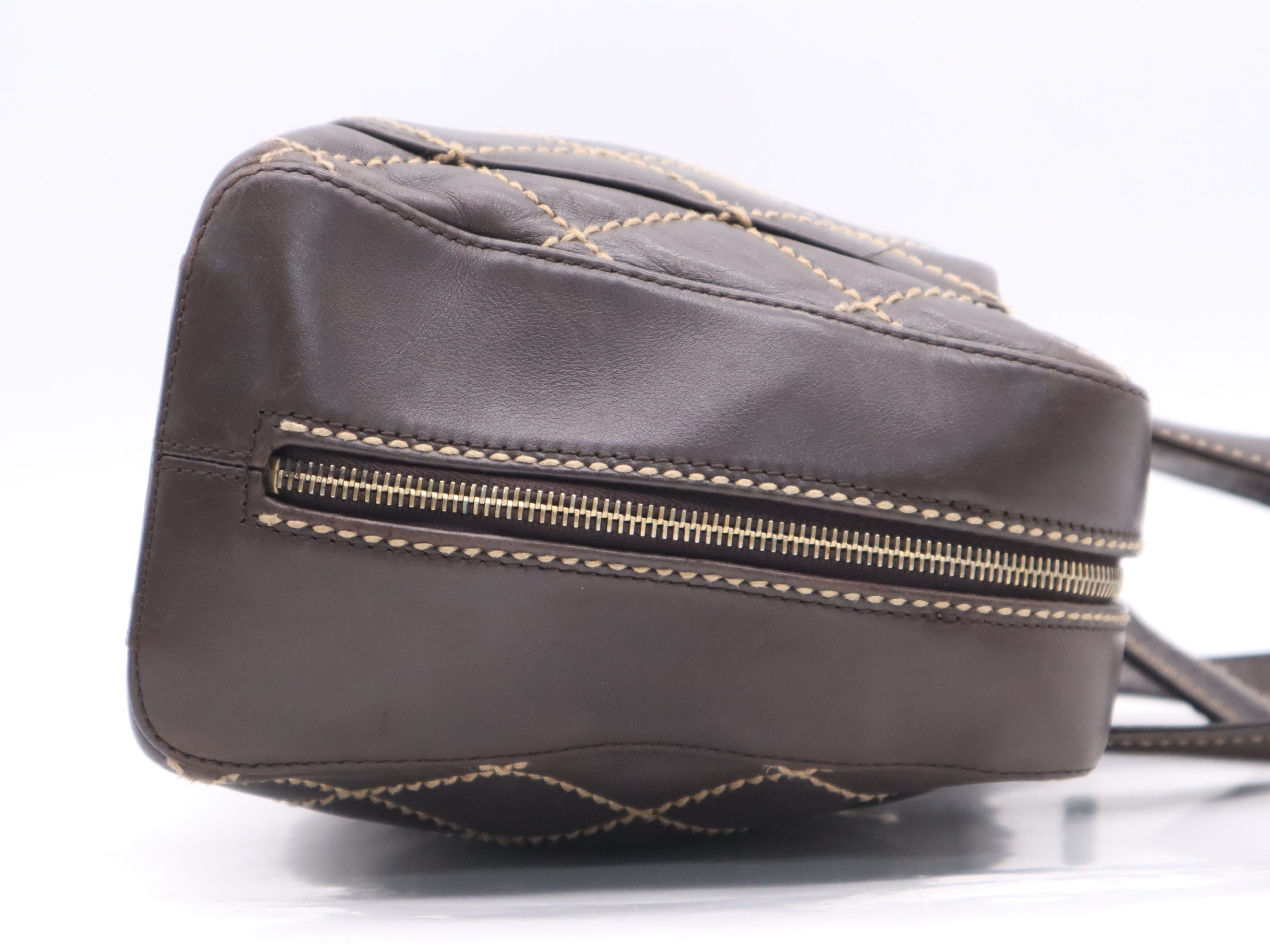 Leather Wild Stitch Boston Bag, Brown, Gold Hardware, with Seal and Pouch, 7802572 Boston Bag — view 5