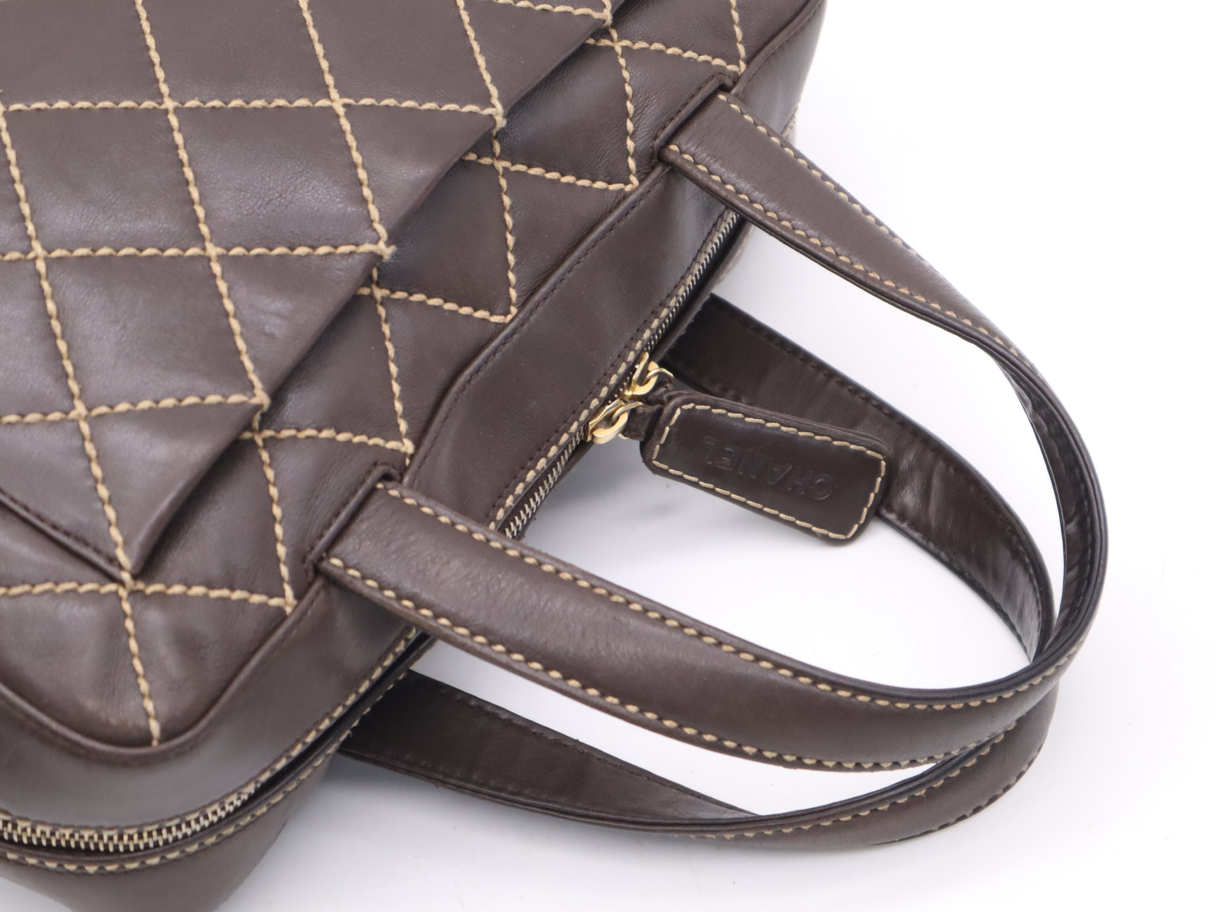 Leather Wild Stitch Boston Bag, Brown, Gold Hardware, with Seal and Pouch, 7802572 Boston Bag — view 6