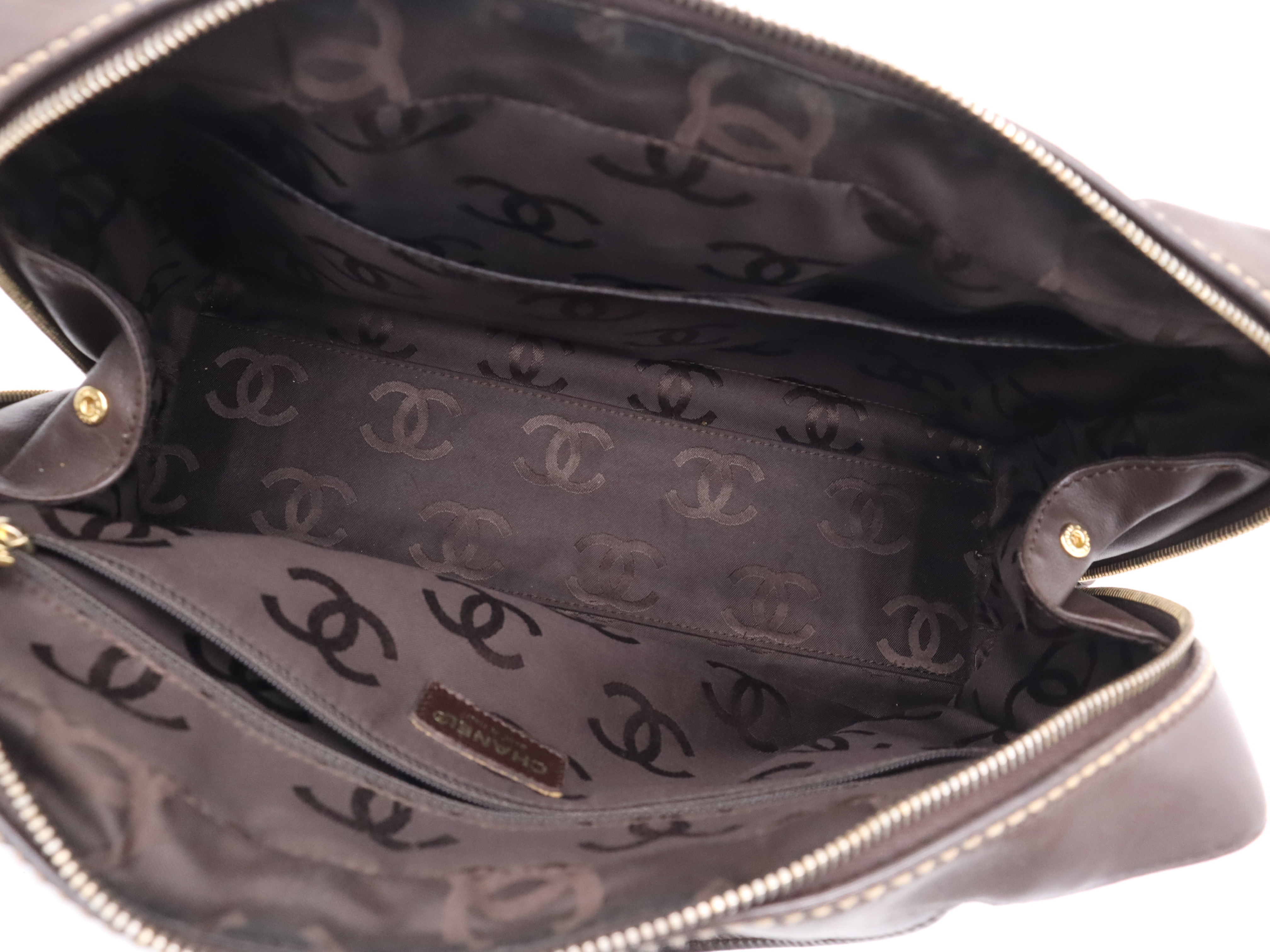 Leather Wild Stitch Boston Bag, Brown, Gold Hardware, with Seal and Pouch, 7802572 Boston Bag — view 10