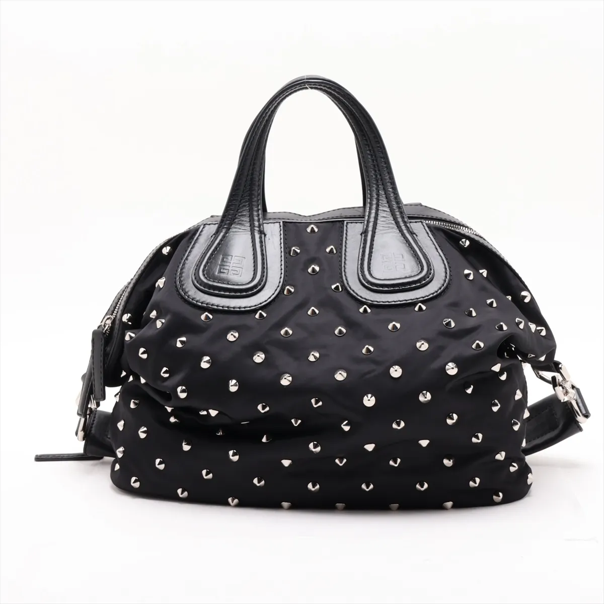 Nightingale Nylon x Leather x Stud Shoulder Bag, Black — view 2