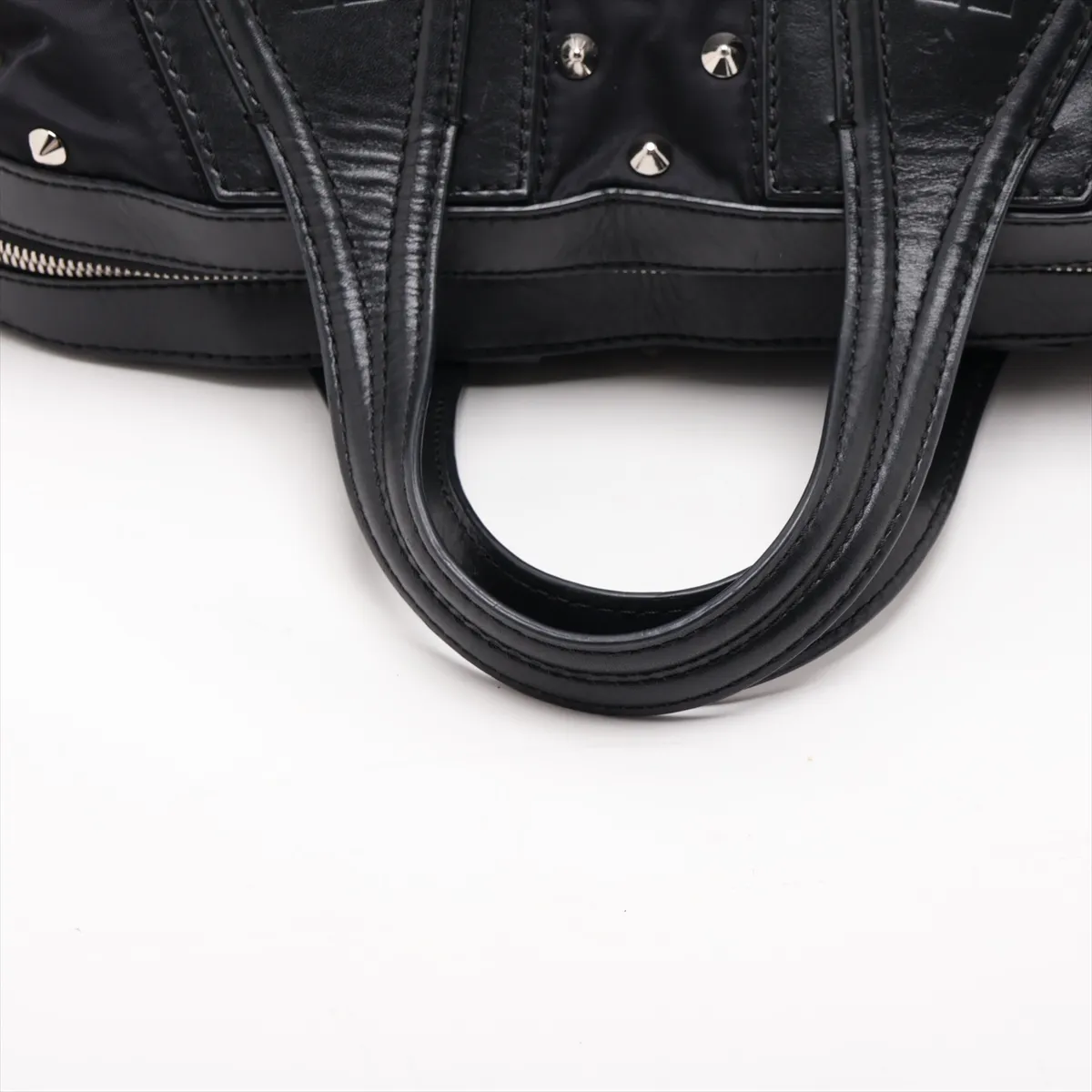 Nightingale Nylon x Leather x Stud Shoulder Bag, Black — view 5