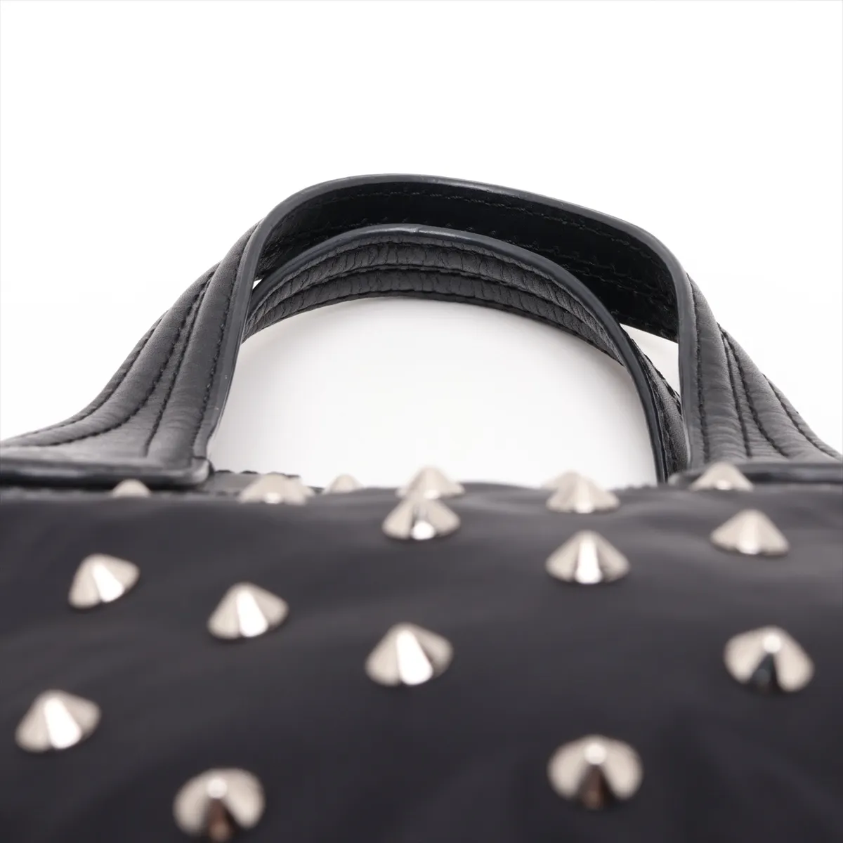Nightingale Nylon x Leather x Stud Shoulder Bag, Black — view 6