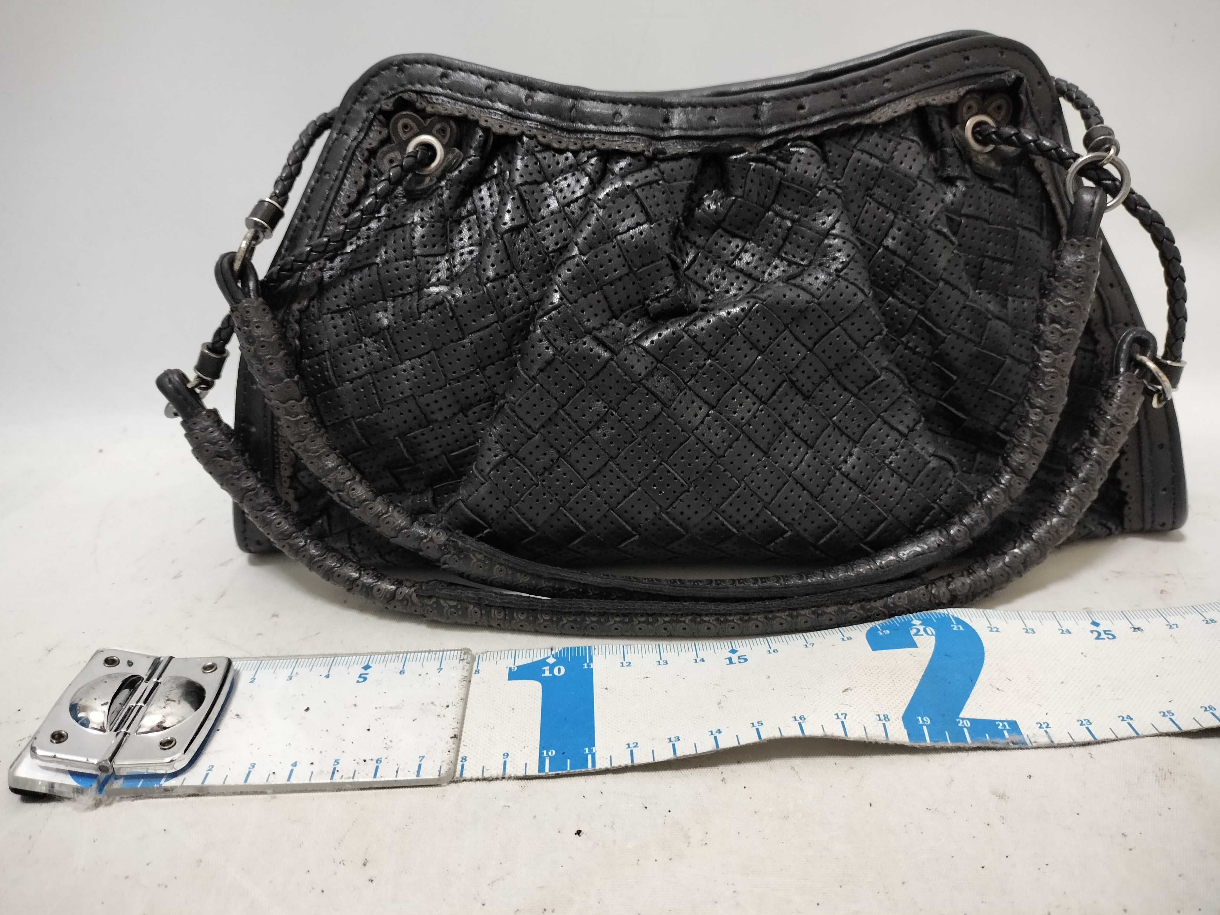 One-Shoulder Bag Intrecciato Perforated Leather Black Shoulder Bag — view 2
