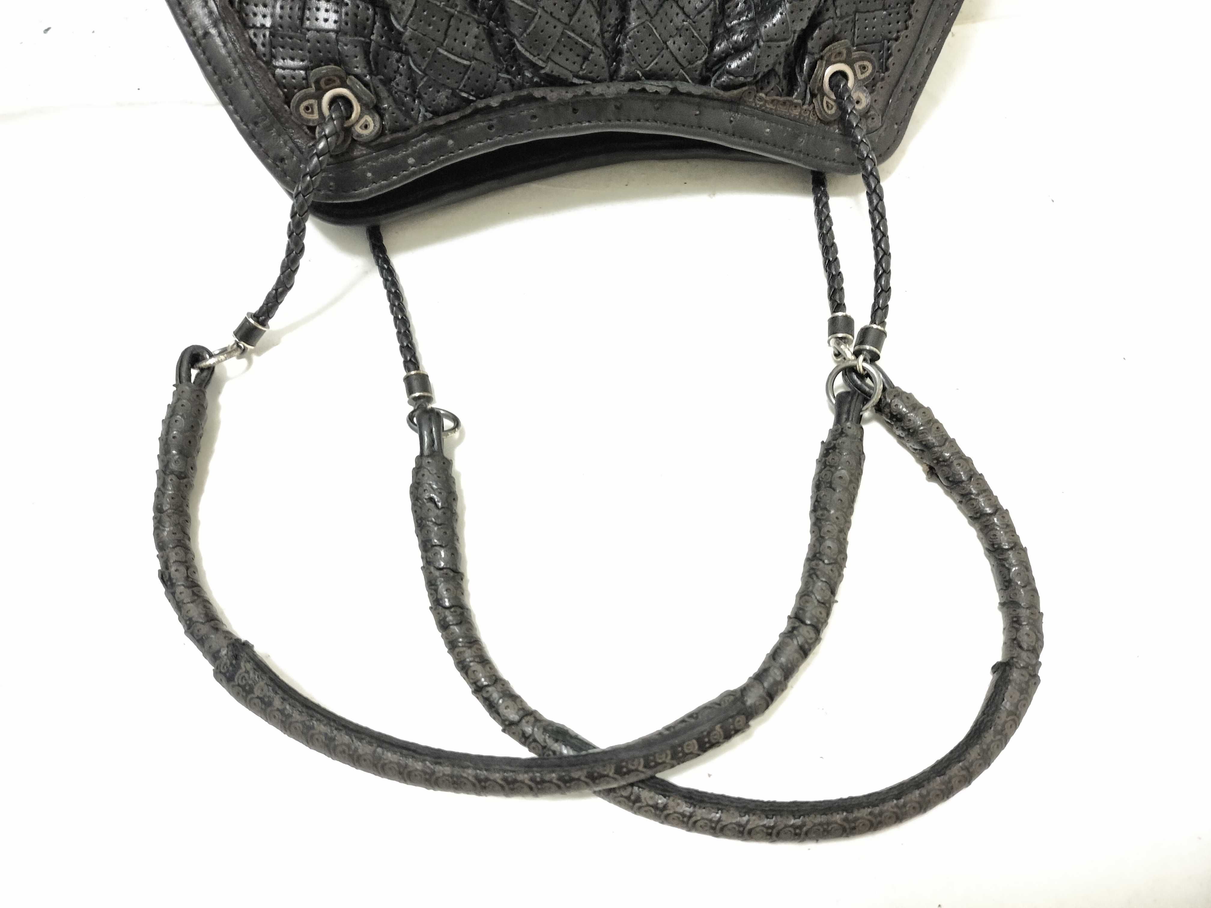 One-Shoulder Bag Intrecciato Perforated Leather Black Shoulder Bag — view 3