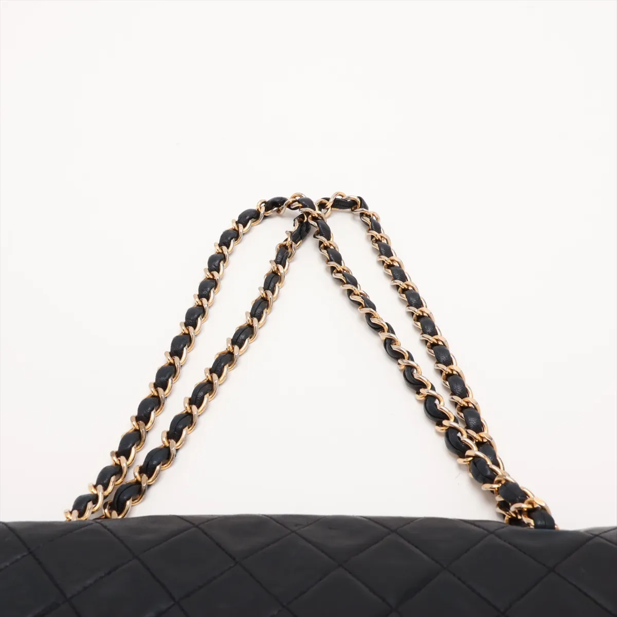 Matelassé 23 Small Lambskin Double Flap Double Chain Bag, Black with Gold Hardware, A01113 — view 6