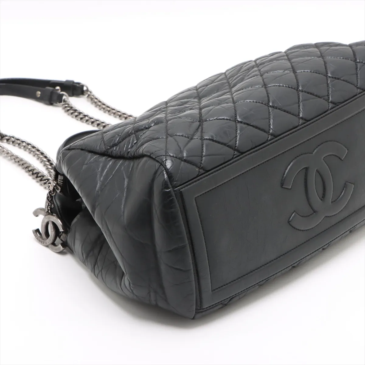 Matelasse Vintage Calf 2WAY Handbag Black Gunmetal Metal Fittings 17613049 17th Series — view 4