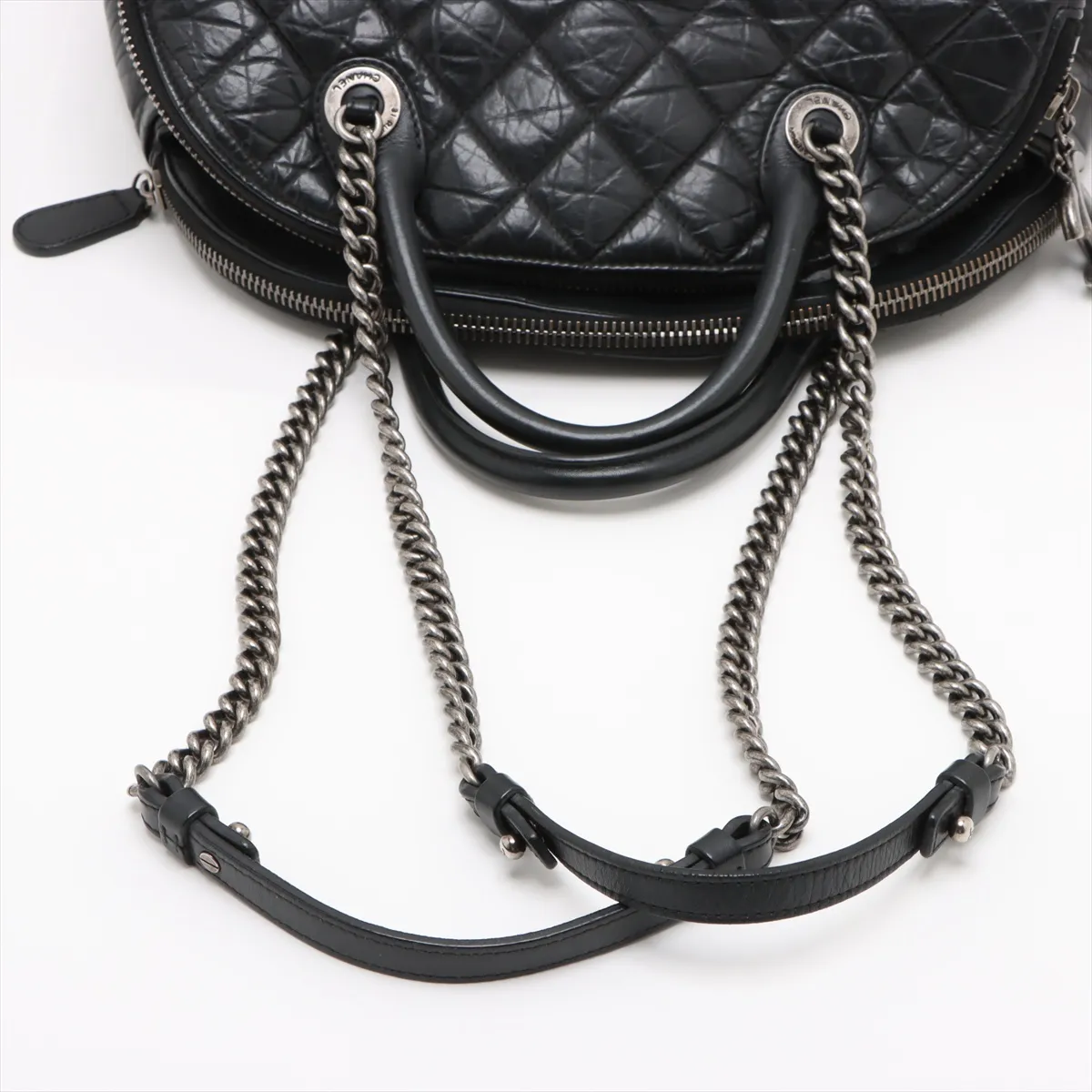 Matelasse Vintage Calf 2WAY Handbag Black Gunmetal Metal Fittings 17613049 17th Series — view 5