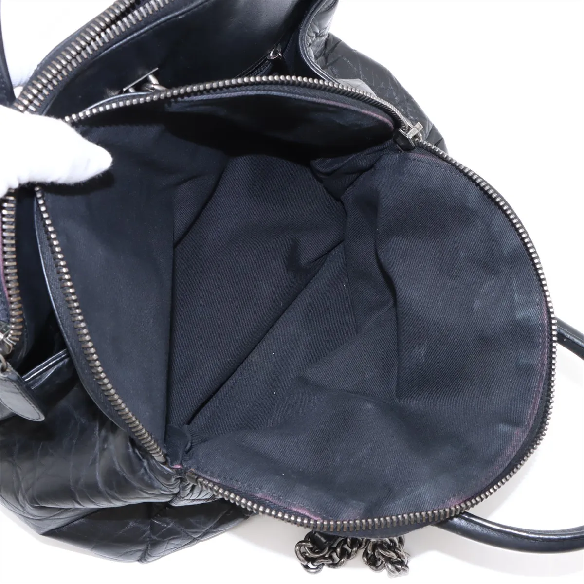 Matelasse Vintage Calf 2WAY Handbag Black Gunmetal Metal Fittings 17613049 17th Series — view 10