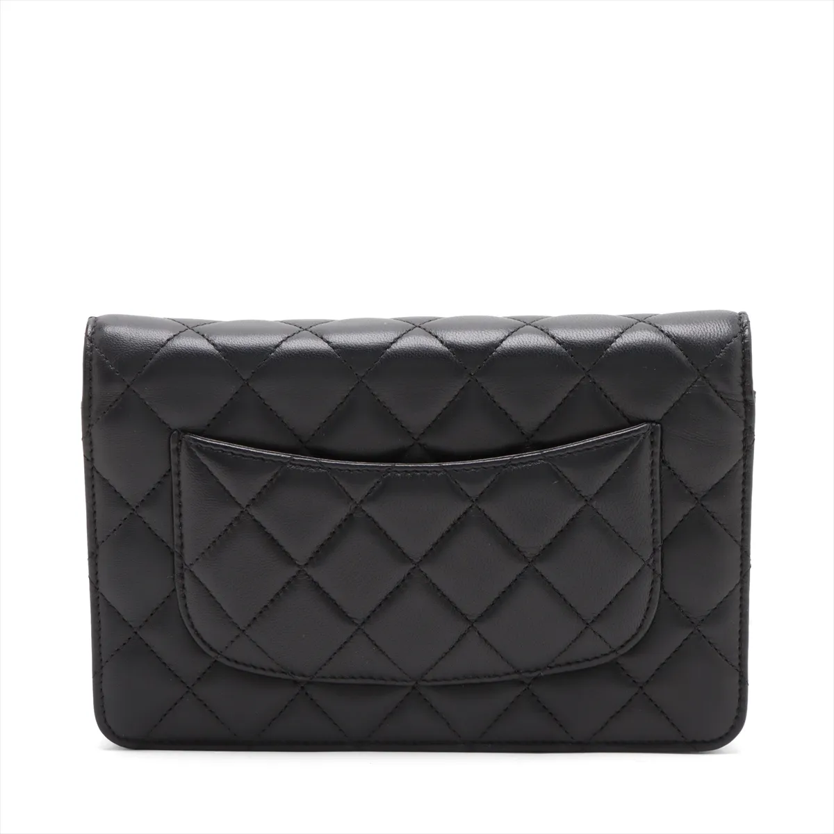 Matelassé Lambskin Chain Wallet, Black, Silver Hardware, 17837976, Serial Number 17, AP0250 — view 2
