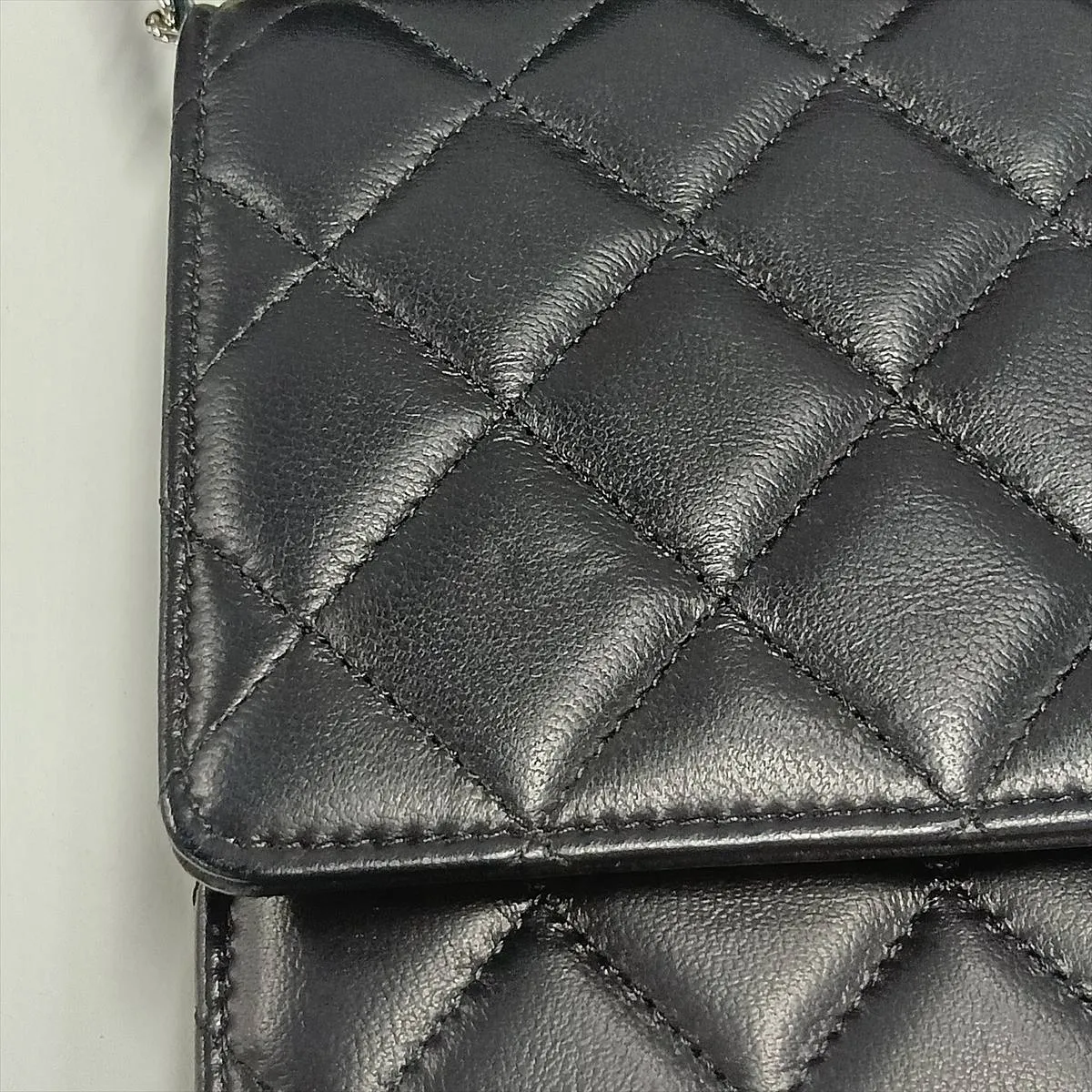 Matelassé Lambskin Chain Wallet, Black, Silver Hardware, 17837976, Serial Number 17, AP0250 — view 13