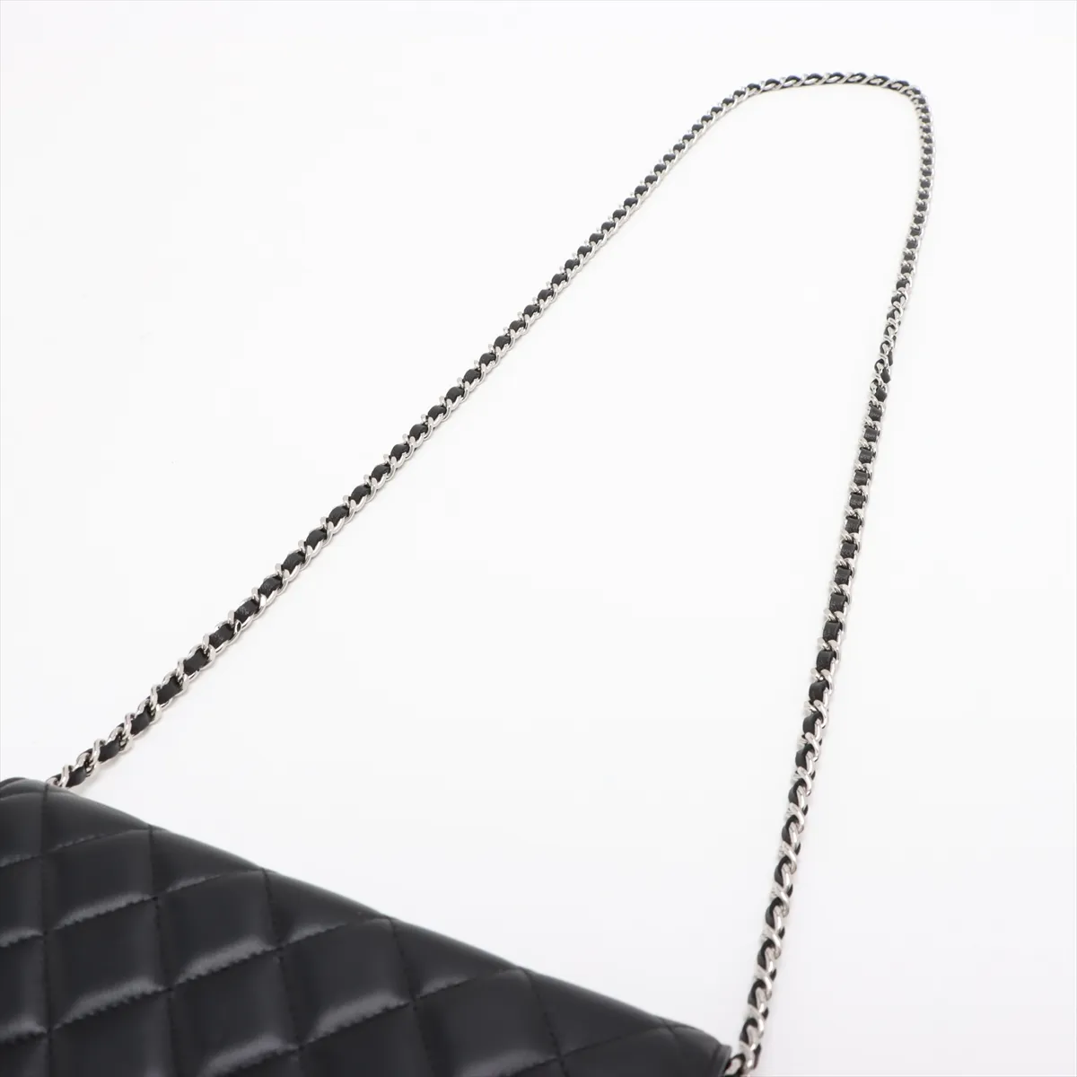 Matelassé Lambskin Chain Wallet, Black, Silver Hardware, 17837976, Serial Number 17, AP0250 — view 5