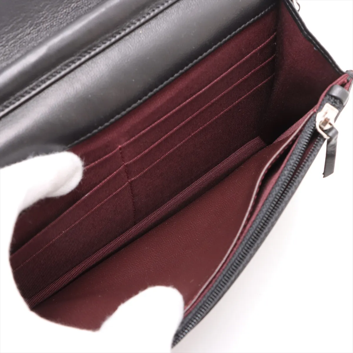 Matelassé Lambskin Chain Wallet, Black, Silver Hardware, 17837976, Serial Number 17, AP0250 — view 6