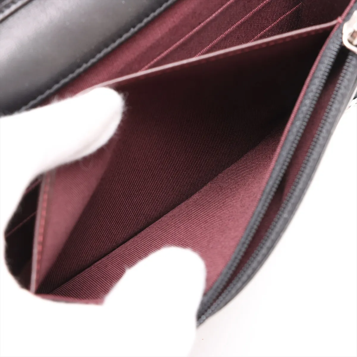 Matelassé Lambskin Chain Wallet, Black, Silver Hardware, 17837976, Serial Number 17, AP0250 — view 7