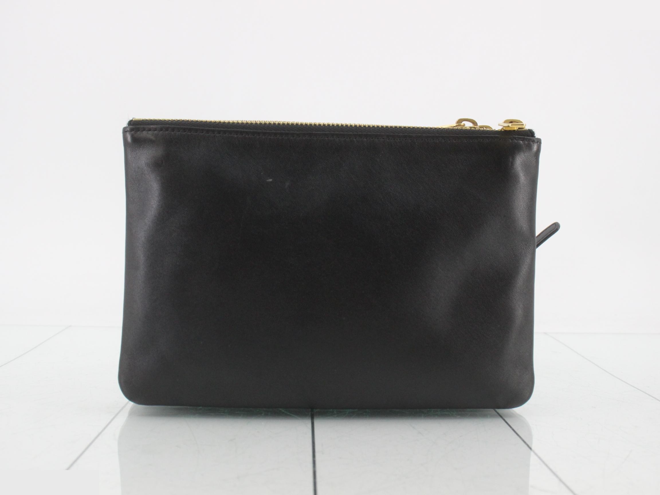 Leather Trio Shoulder Bag, Black, Gold Hardware — view 2