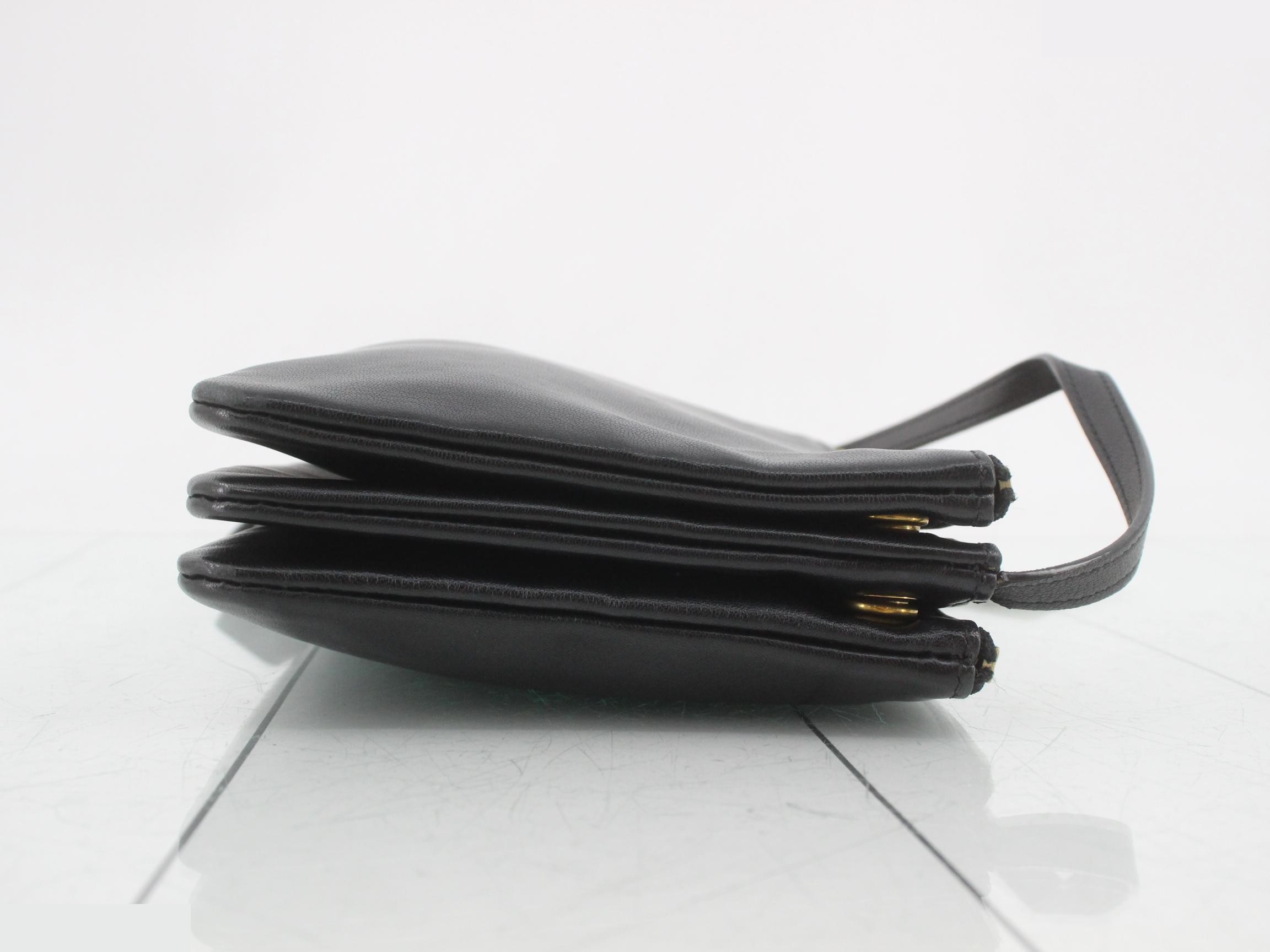 Leather Trio Shoulder Bag, Black, Gold Hardware — view 3