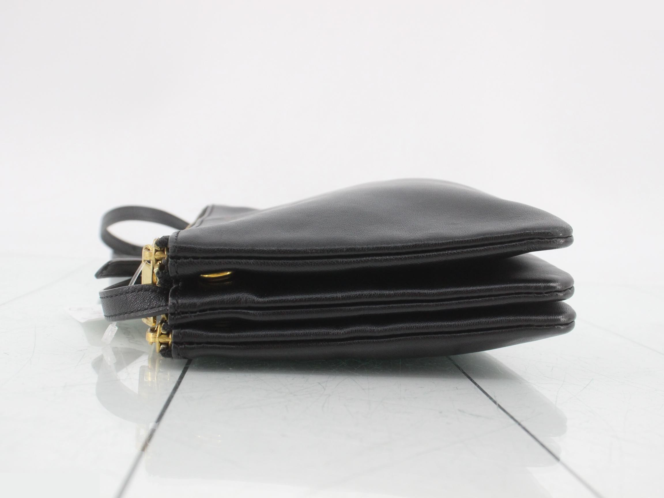 Leather Trio Shoulder Bag, Black, Gold Hardware — view 4