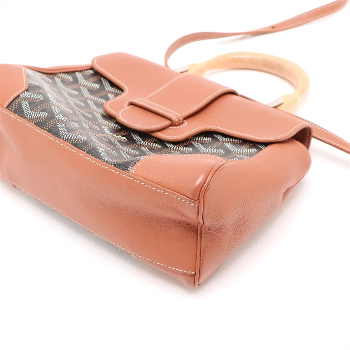 Saigon Mini PVC x Leather 2WAY Handbag Black x Brown — view 3