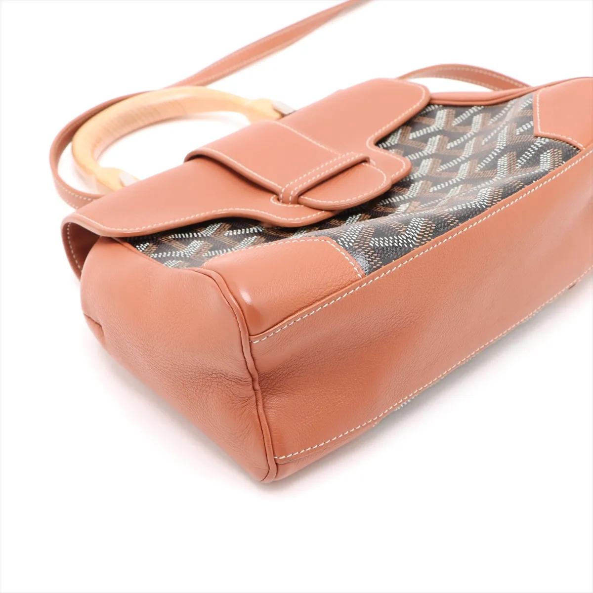 Saigon Mini PVC x Leather 2WAY Handbag Black x Brown — view 4