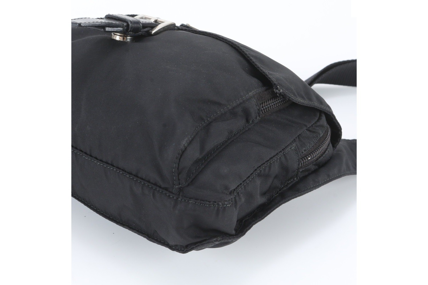 Tessuto Nylon Triangle Logo Leather Shoulder Bag — view 4