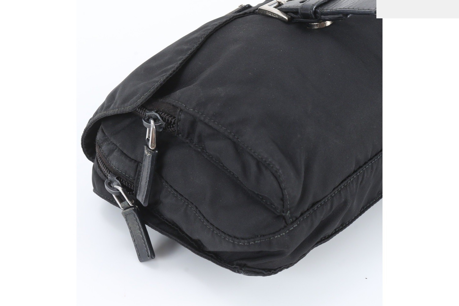 Tessuto Nylon Triangle Logo Leather Shoulder Bag — view 5