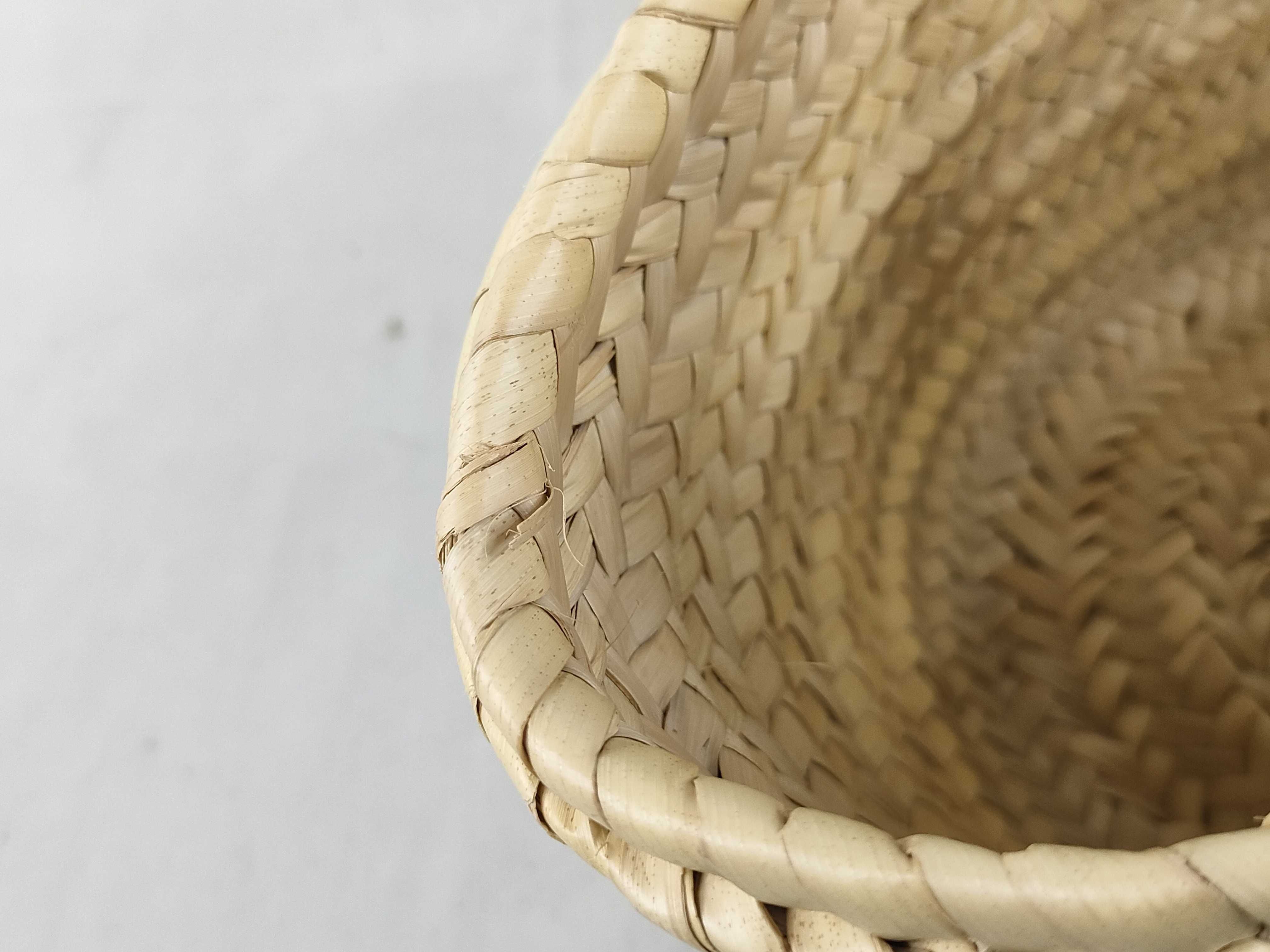 Basket Small Raffia x Leather Basket Bag Beige x White Handbag — view 13