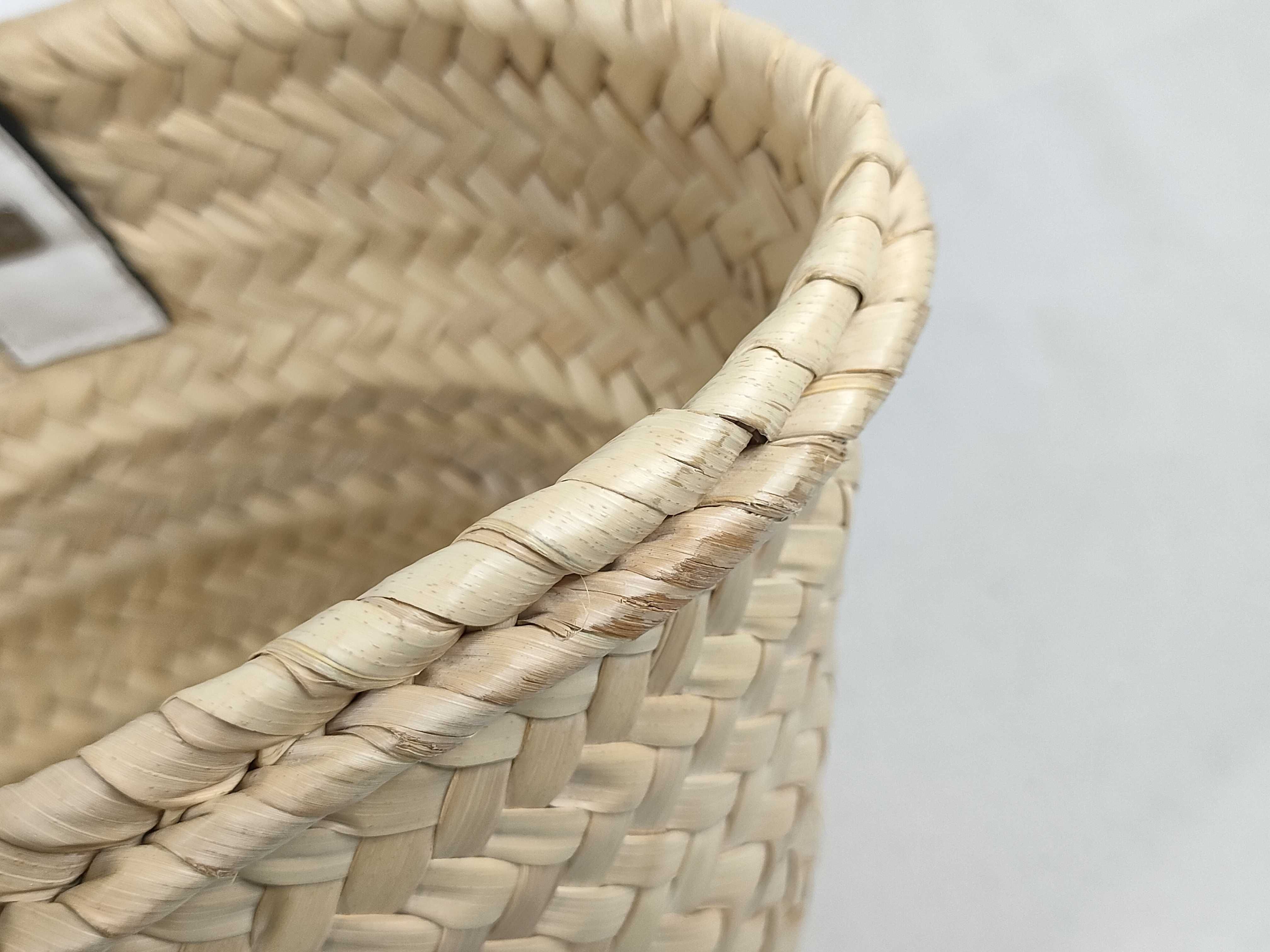 Basket Small Raffia x Leather Basket Bag Beige x White Handbag — view 14