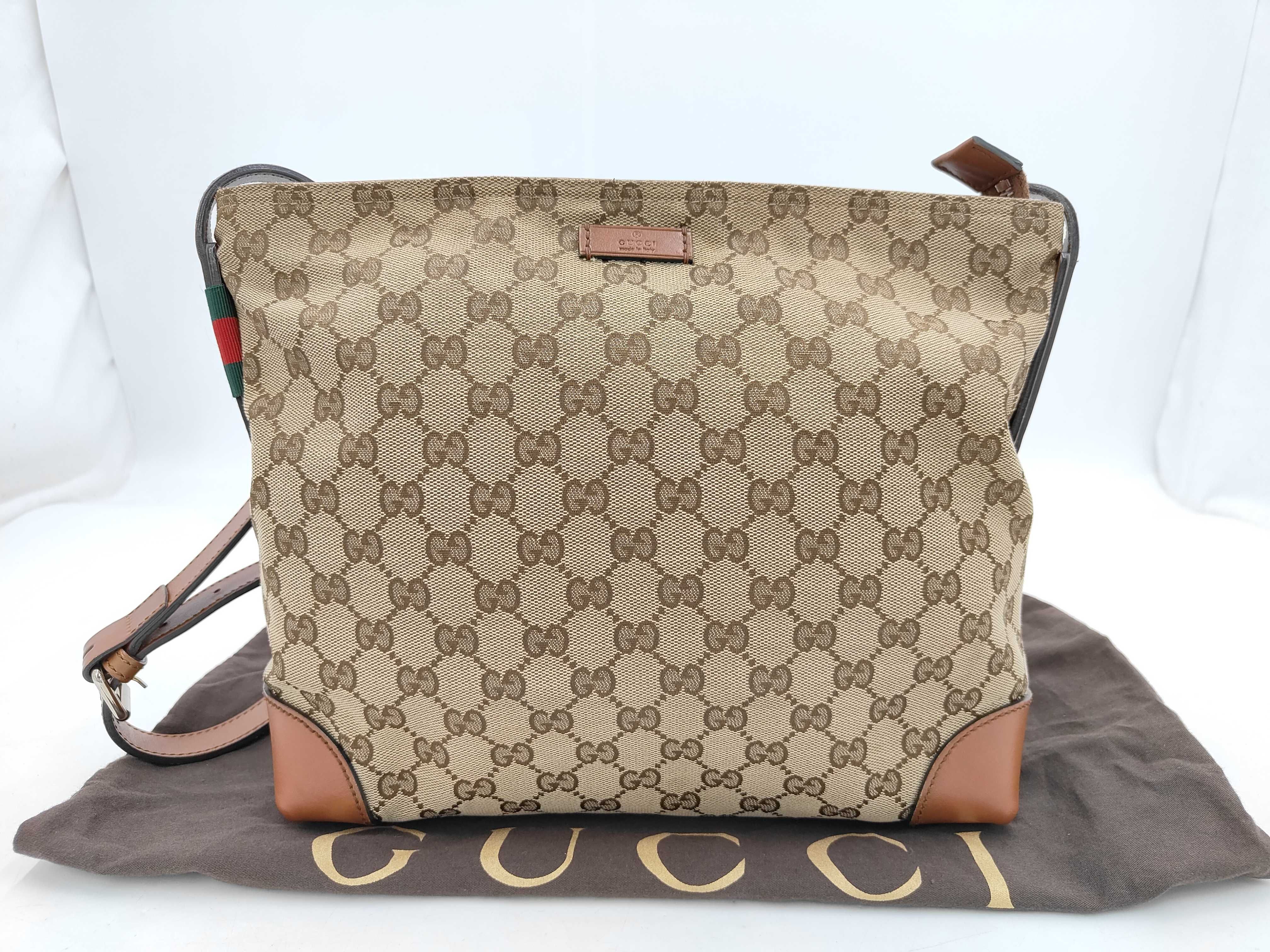 G Cherry Line Canvas Shoulder Bag Brown 337598 Shoulder Bag