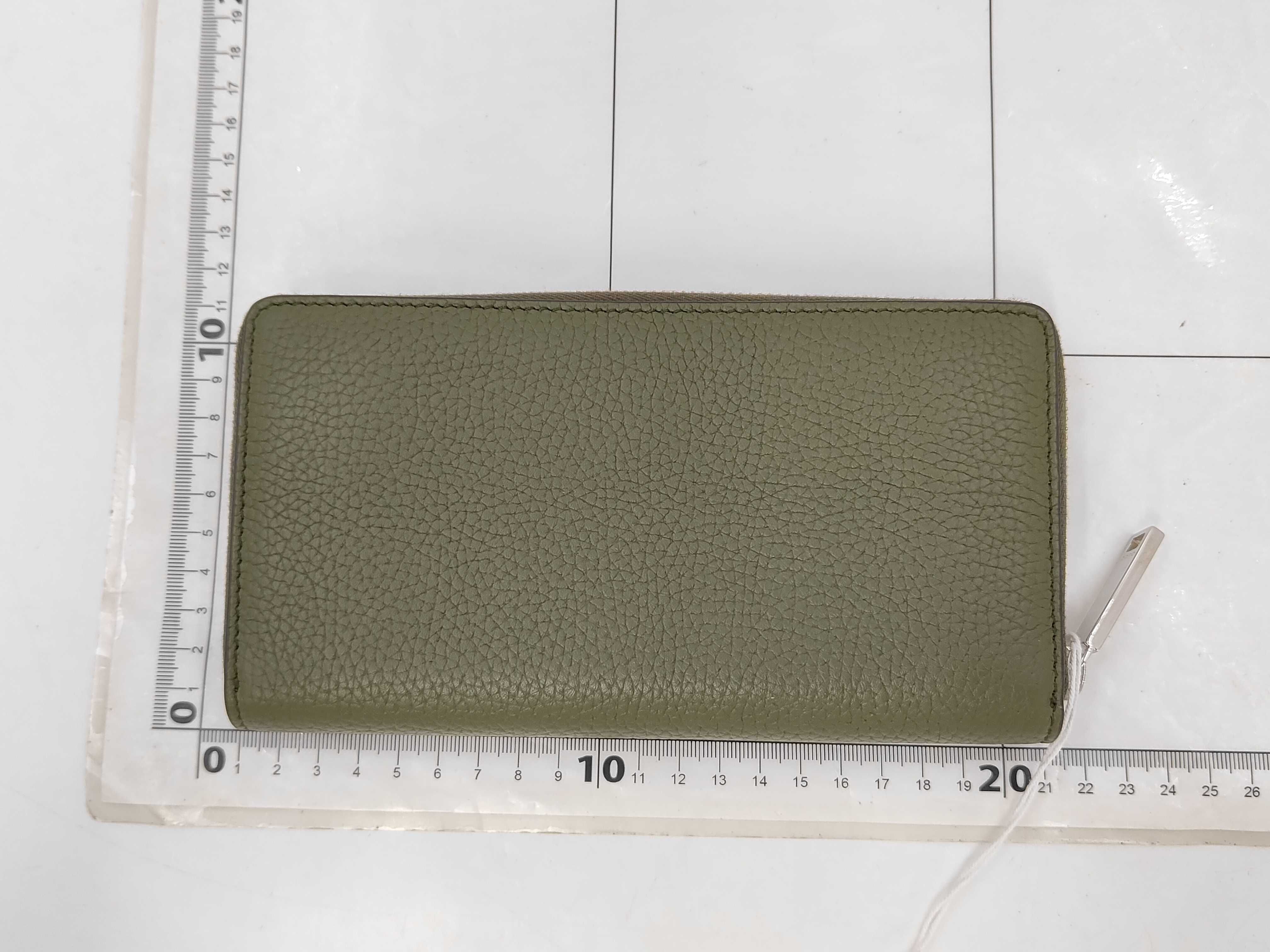 Leather Embossed Logo Round Zip Long Wallet 835120 Khaki Wallet — view 2