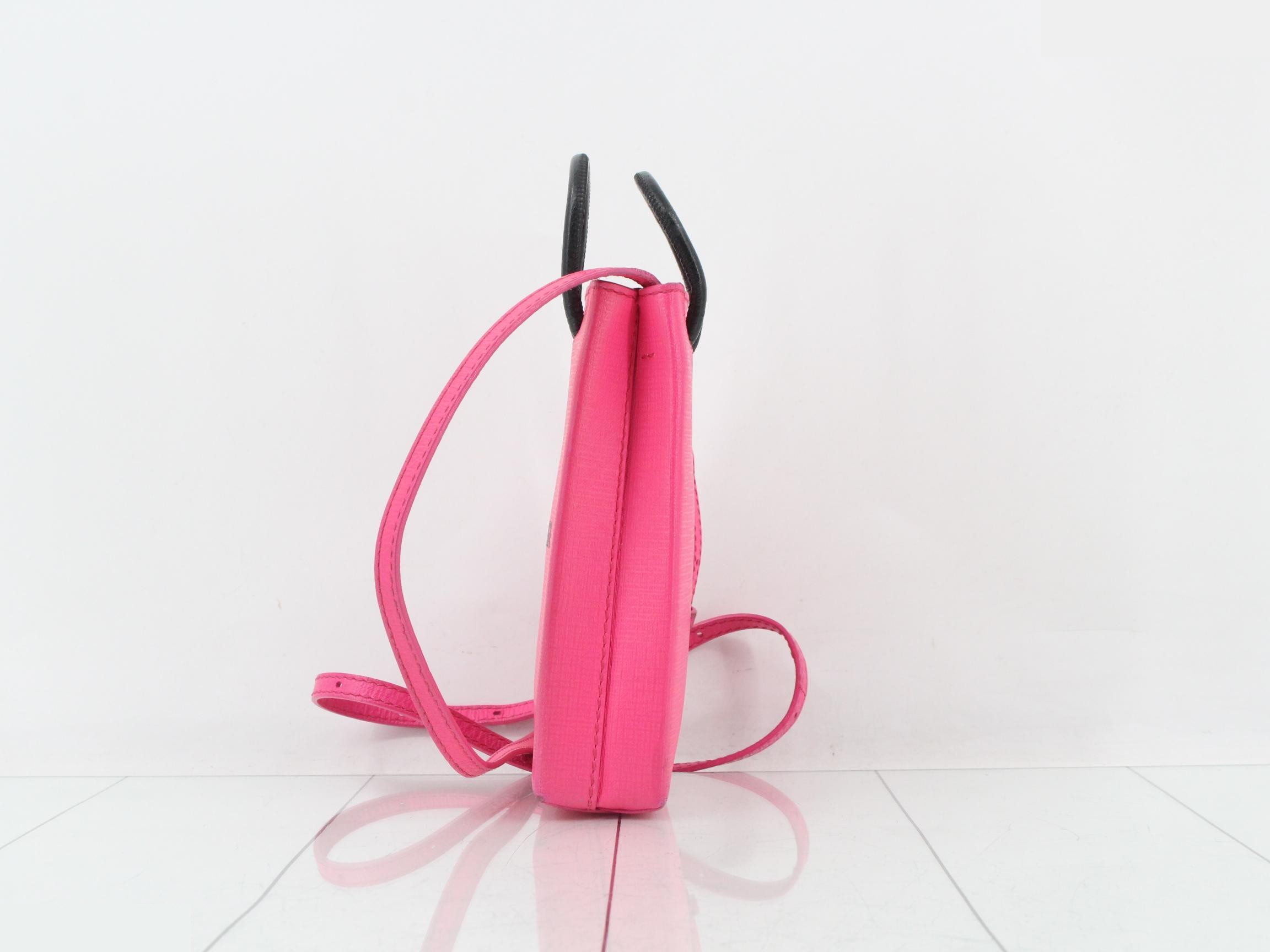 Shopping phone holder, leather, 2-way shoulder/handbag, pink — view 3