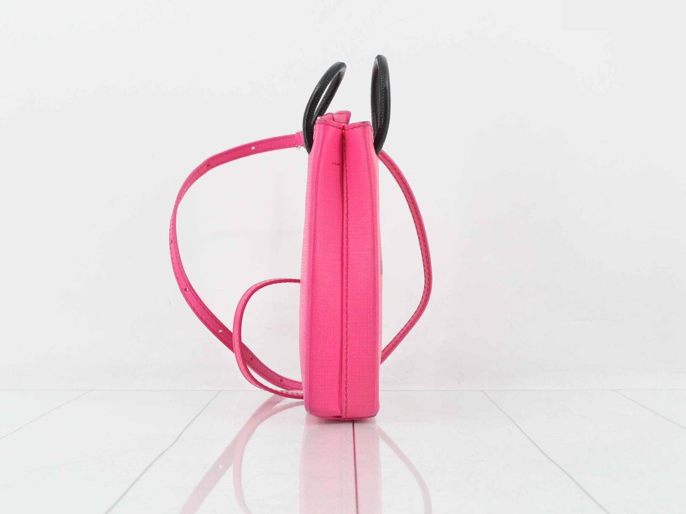 Shopping phone holder, leather, 2-way shoulder/handbag, pink — view 4