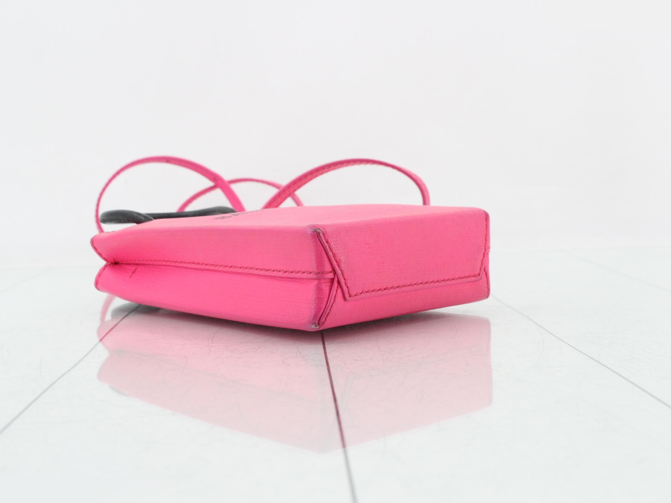 Shopping phone holder, leather, 2-way shoulder/handbag, pink — view 5