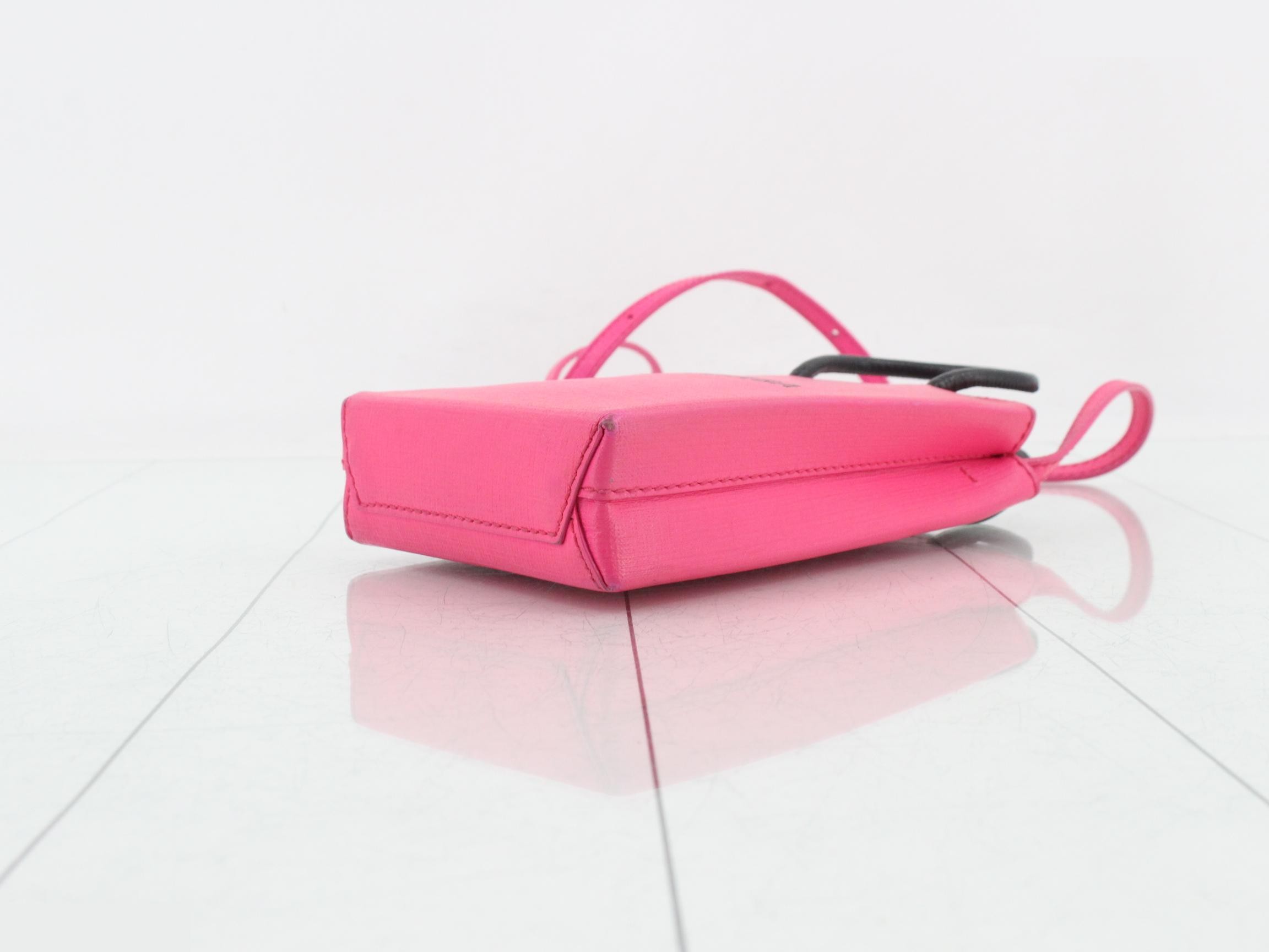 Shopping phone holder, leather, 2-way shoulder/handbag, pink — view 6