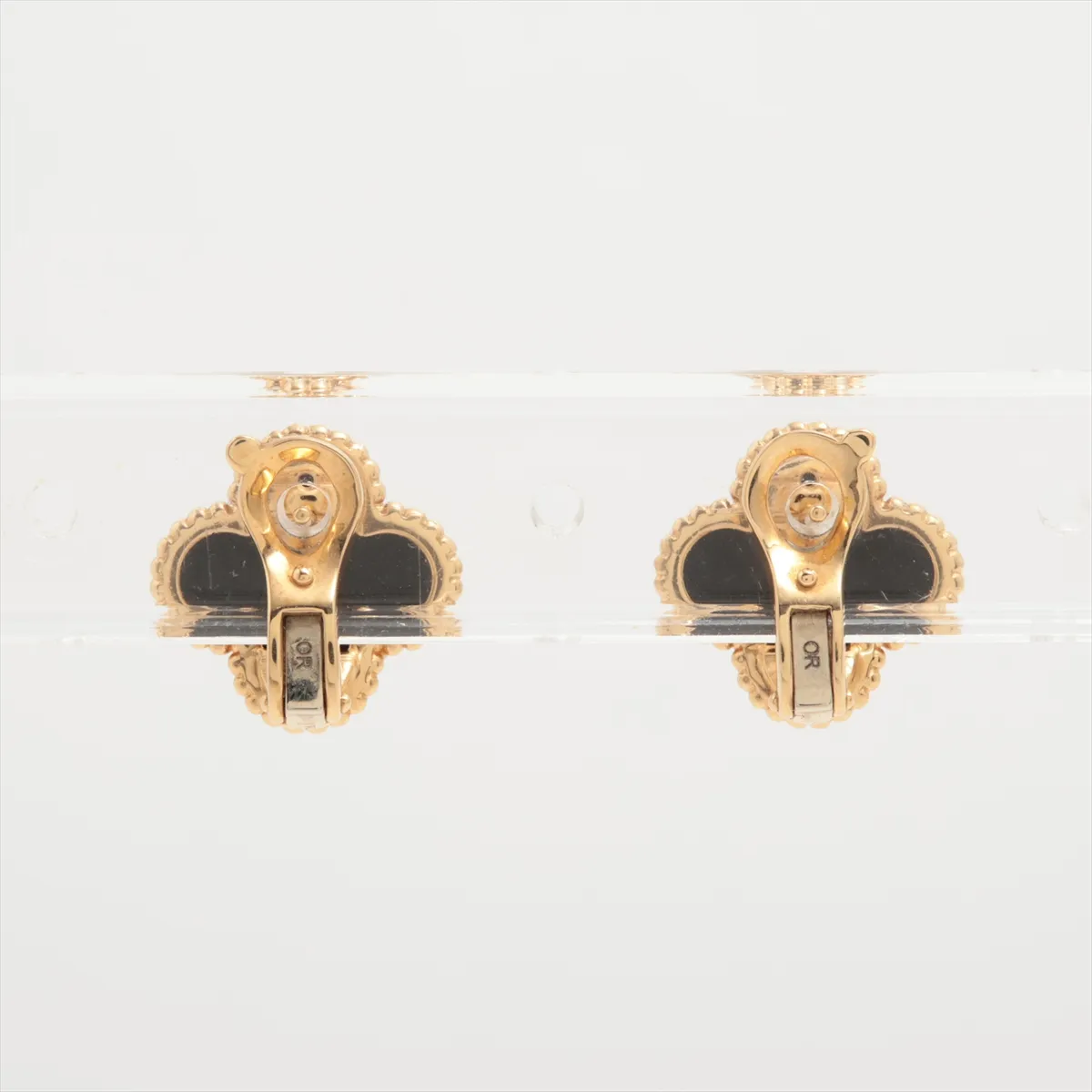 Vintage Alhambra Onyx Earrings, 750 (Yellow Gold), 6.8g, JE209161. Hallmark damaged, — view 2