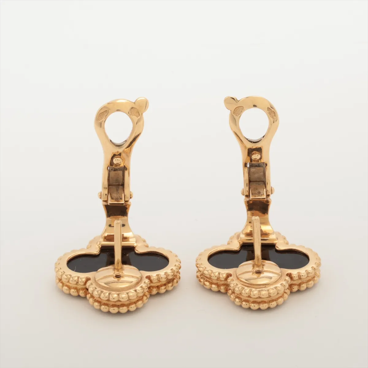 Vintage Alhambra Onyx Earrings, 750 (Yellow Gold), 6.8g, JE209161. Hallmark damaged, — view 4
