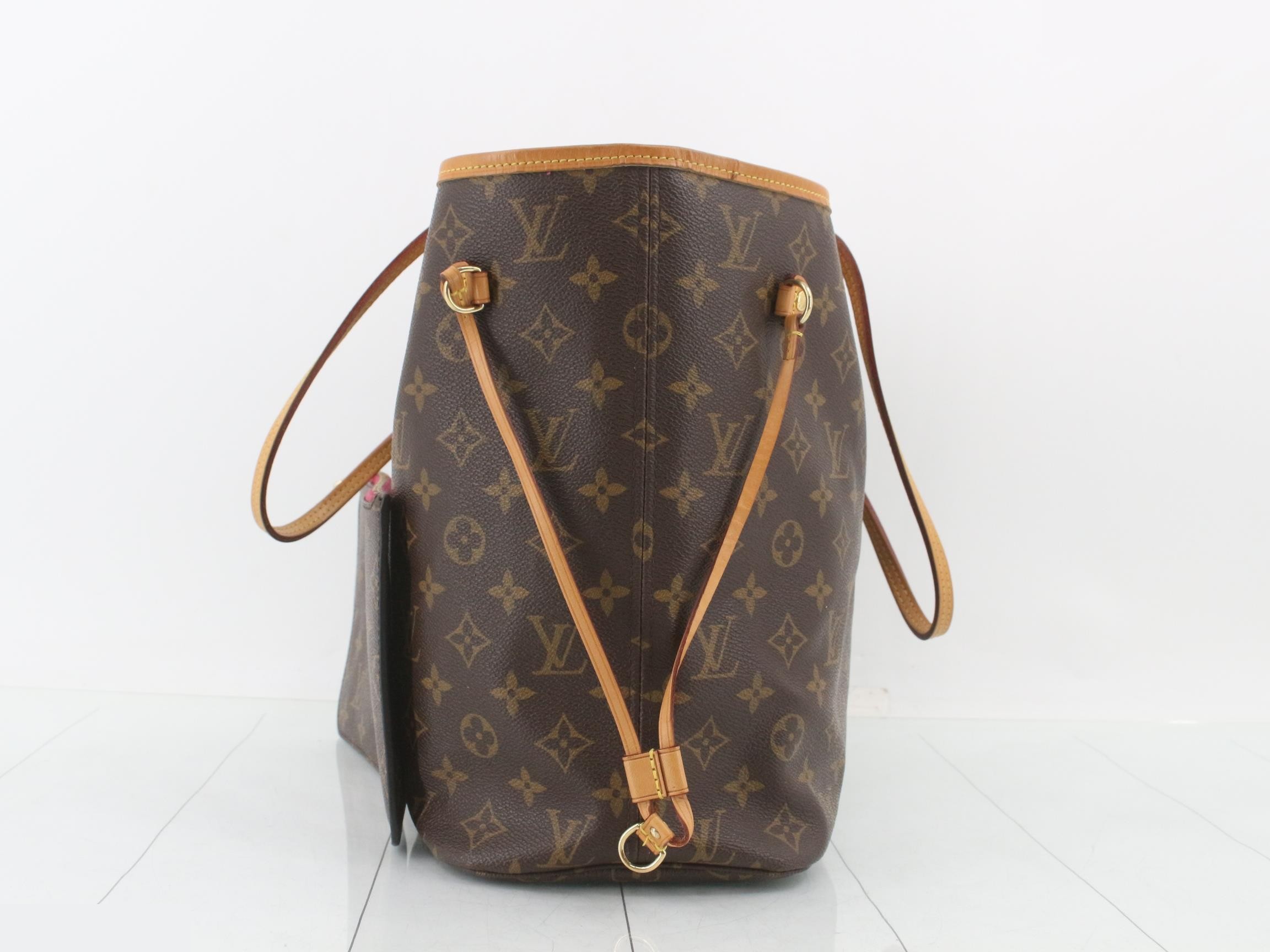 Monogram Neverfull MM Fuchsia Tote Bag with Pouch — view 4