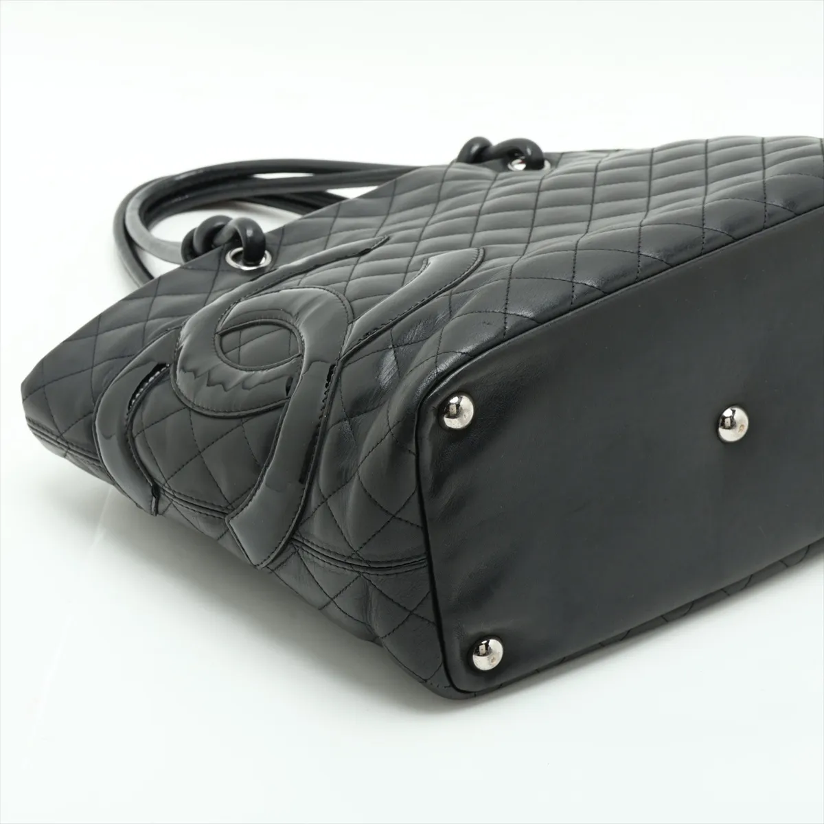 Cambon Line Lambskin Tote Bag, Black with Silver Hardware, Item No. 11385129, Series No. 11 — view 4
