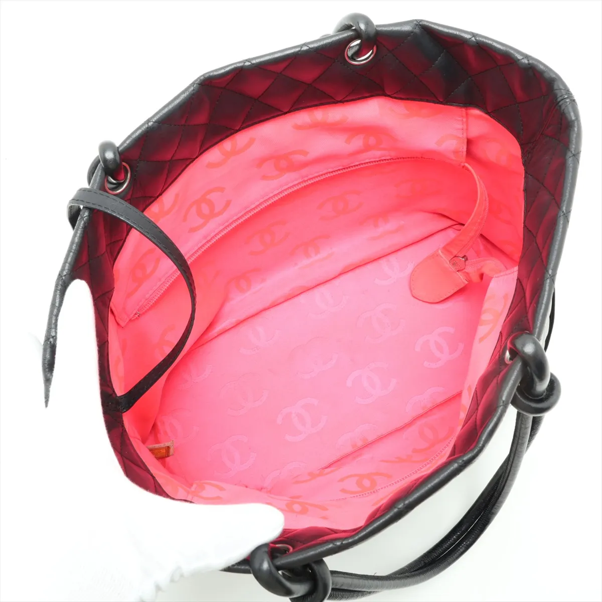 Cambon Line Lambskin Tote Bag, Black with Silver Hardware, Item No. 11385129, Series No. 11 — view 7