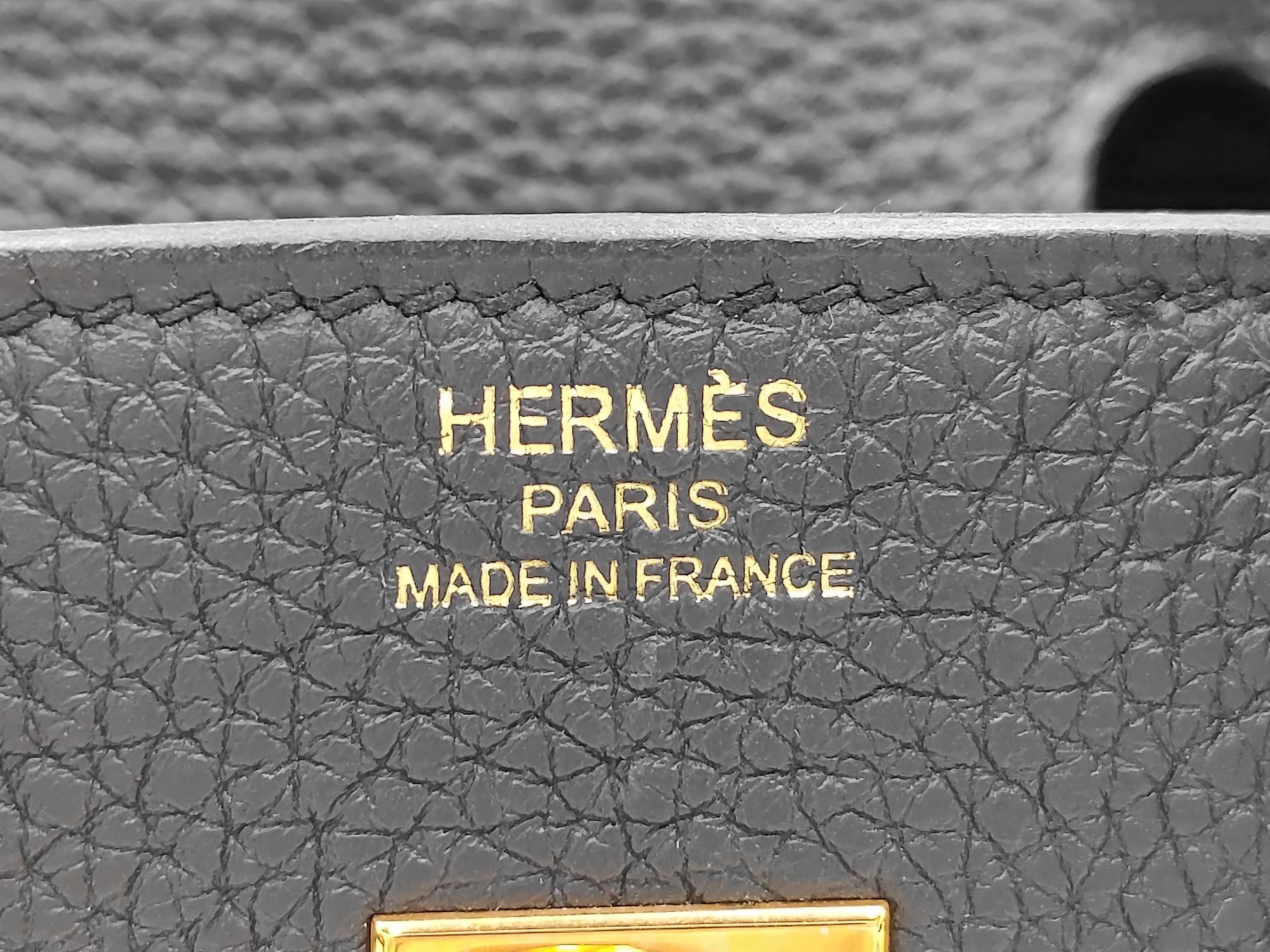 Birkin 25 C stamp Togo Black PG Handbag — view 11