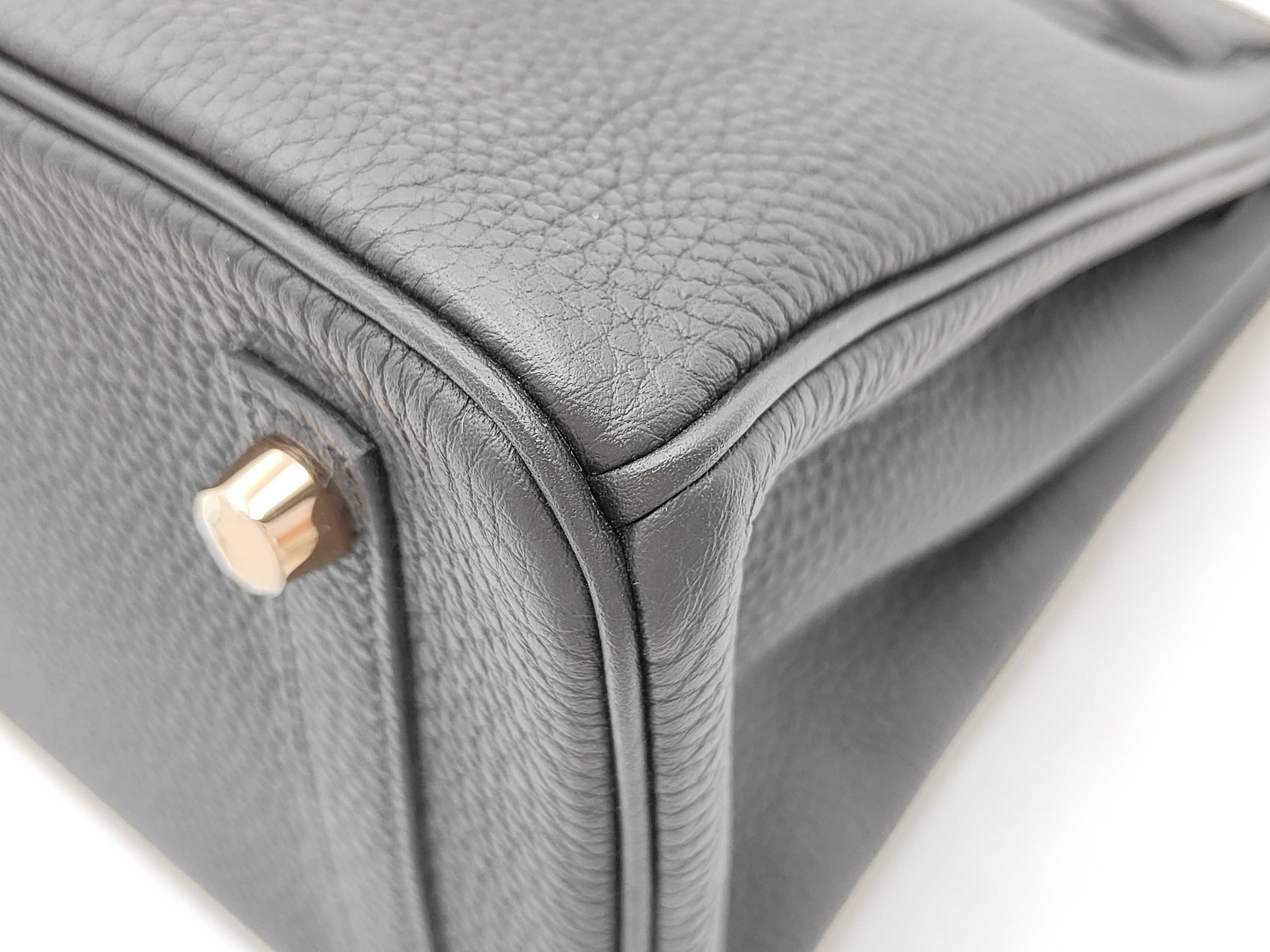 Birkin 25 C stamp Togo Black PG Handbag — view 6