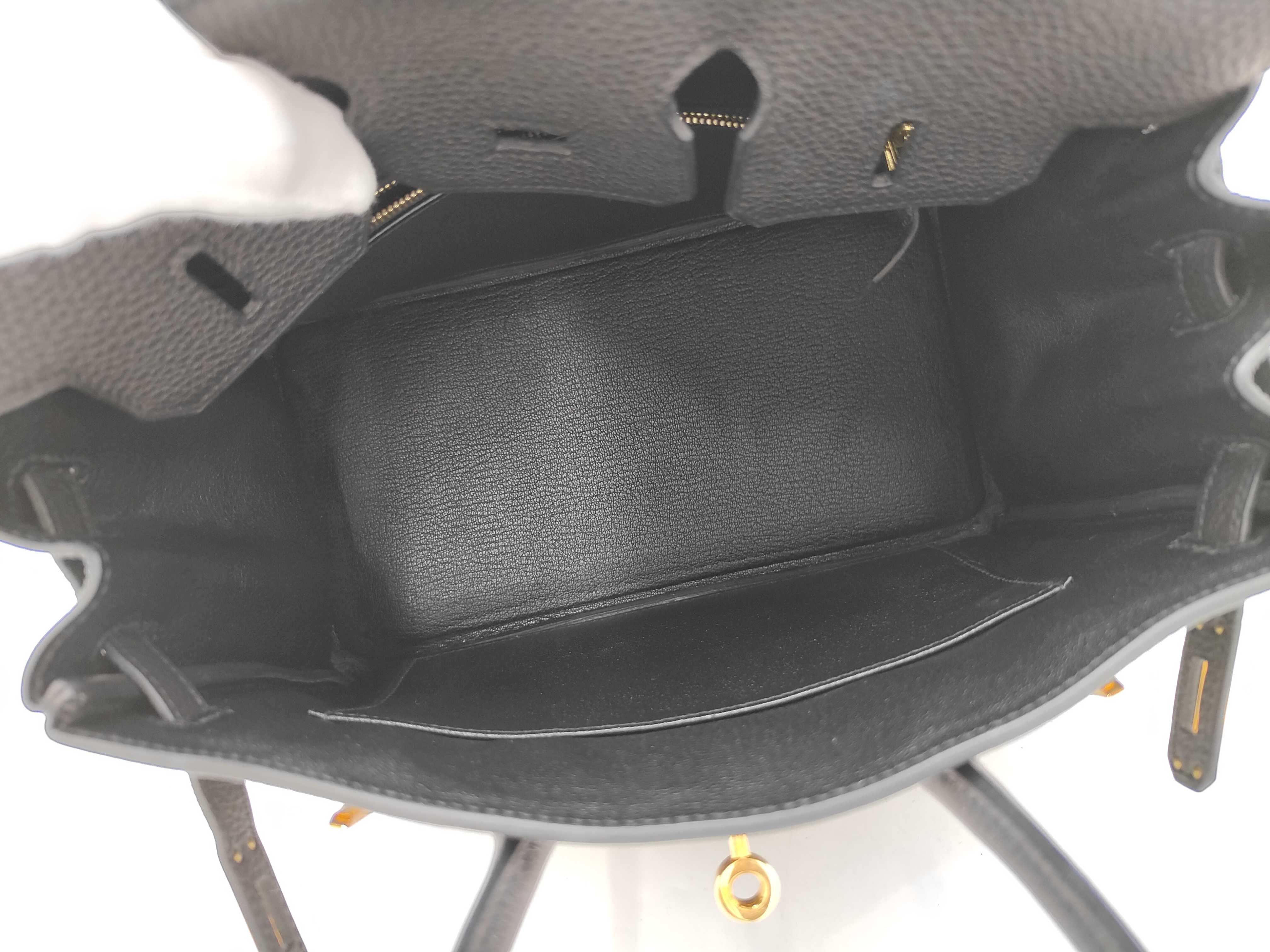 Birkin 25 C stamp Togo Black PG Handbag — view 8