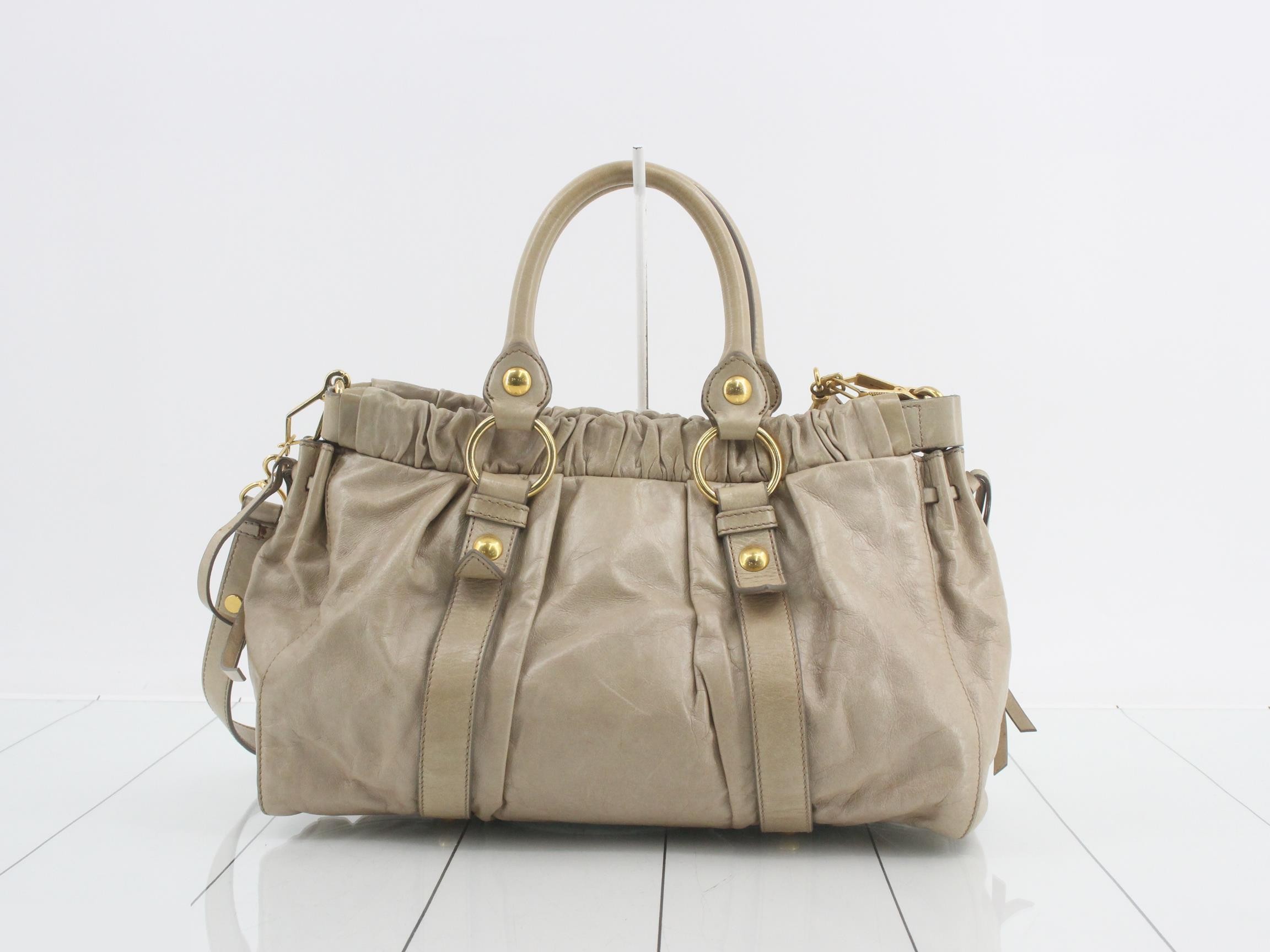 Leather handbag, beige — view 2