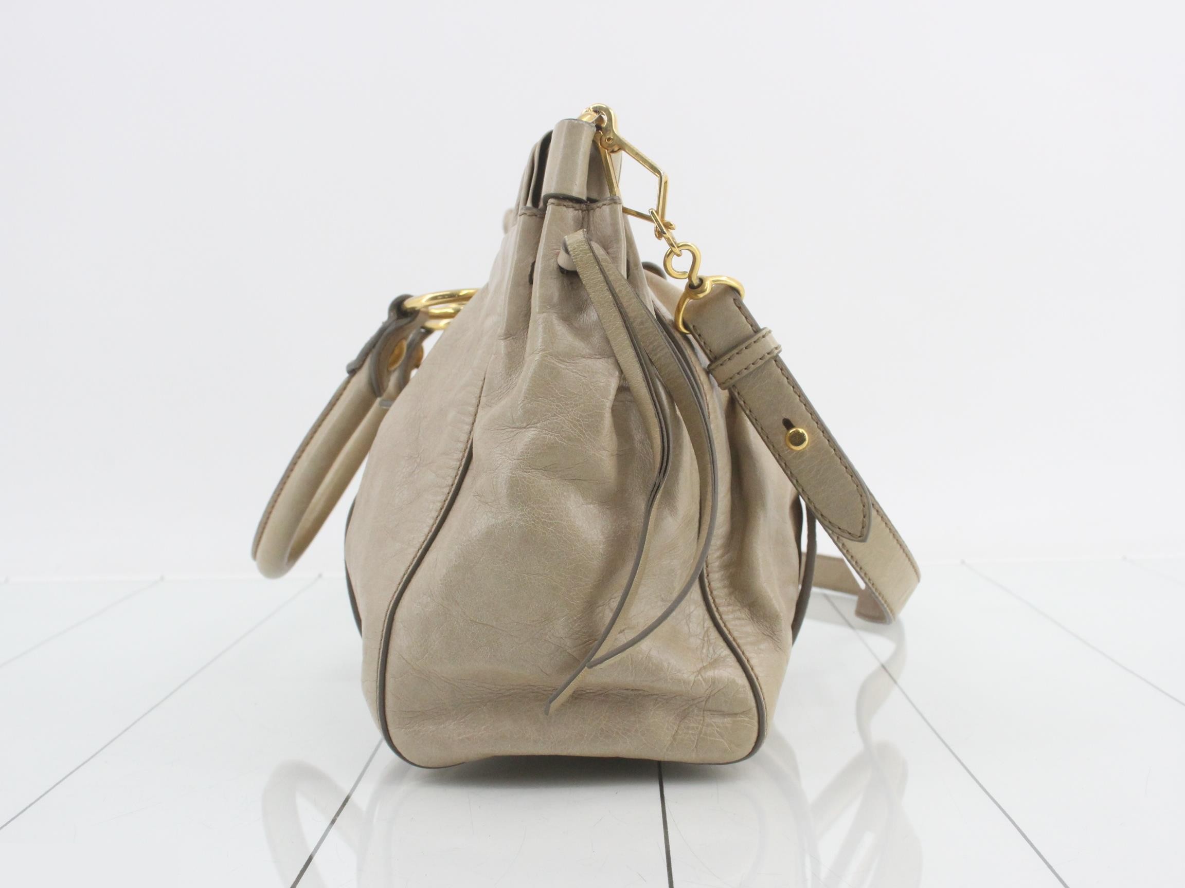 Leather handbag, beige — view 4