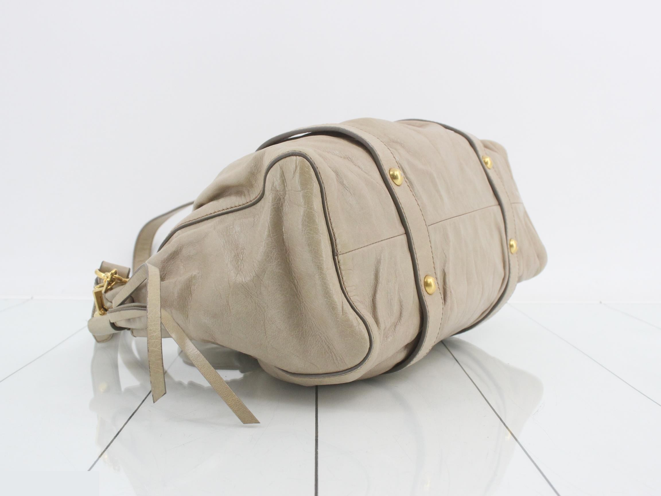 Leather handbag, beige — view 5