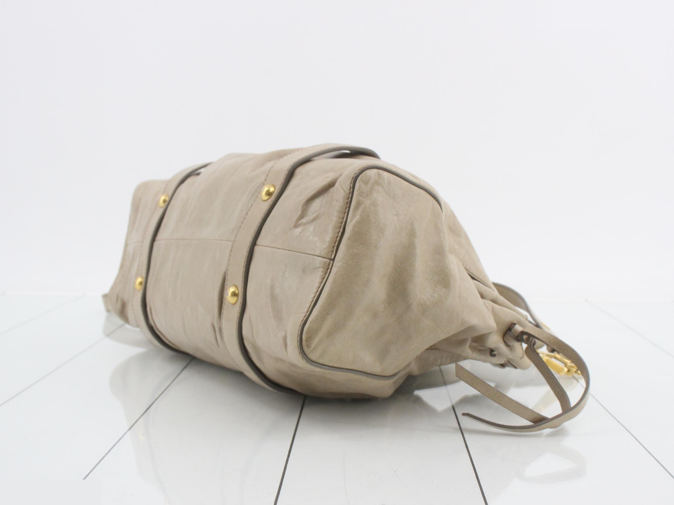 Leather handbag, beige — view 6
