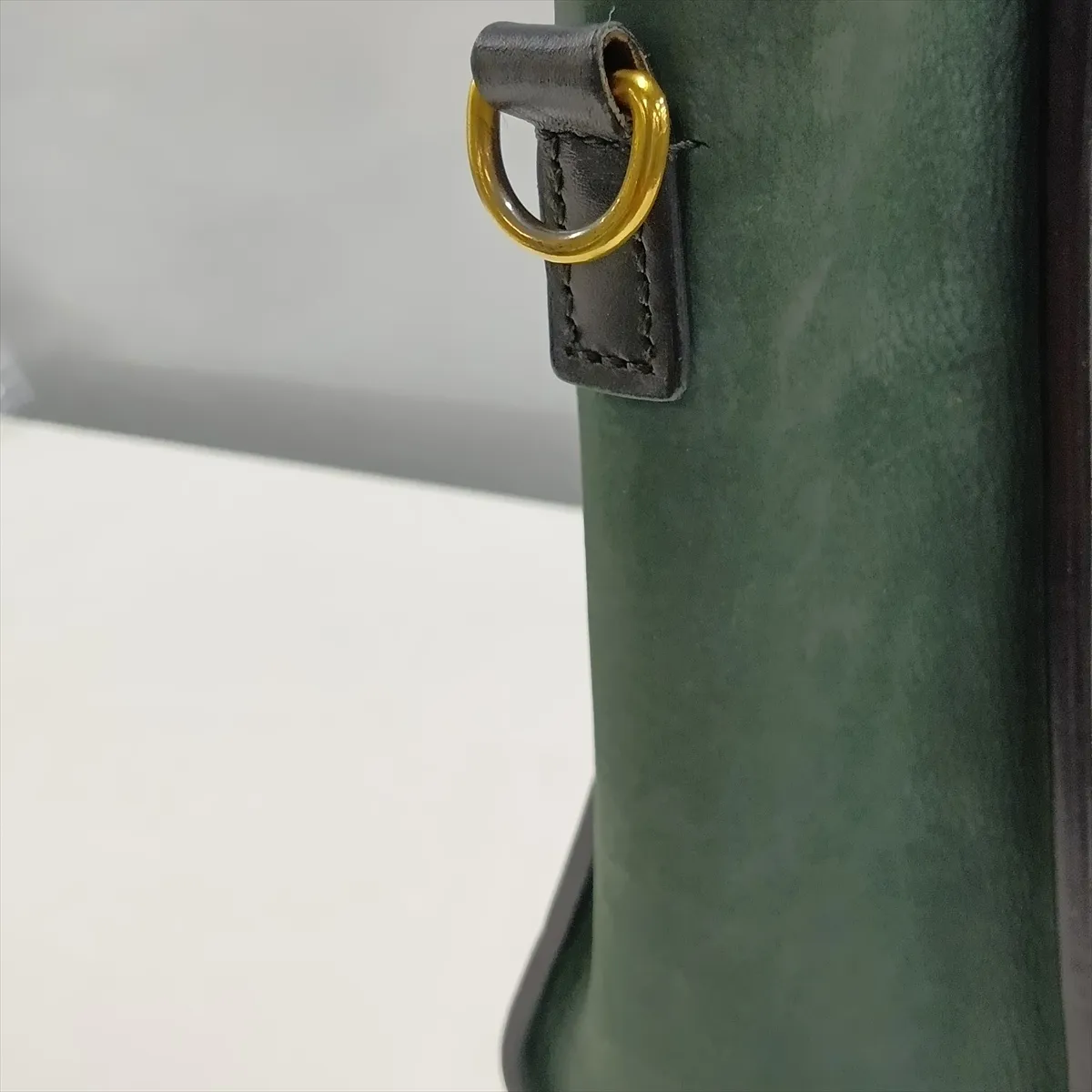 Luggage Nano Shopper Leather x Velour 2-Way Handbag Beige x Black x Green — view 14